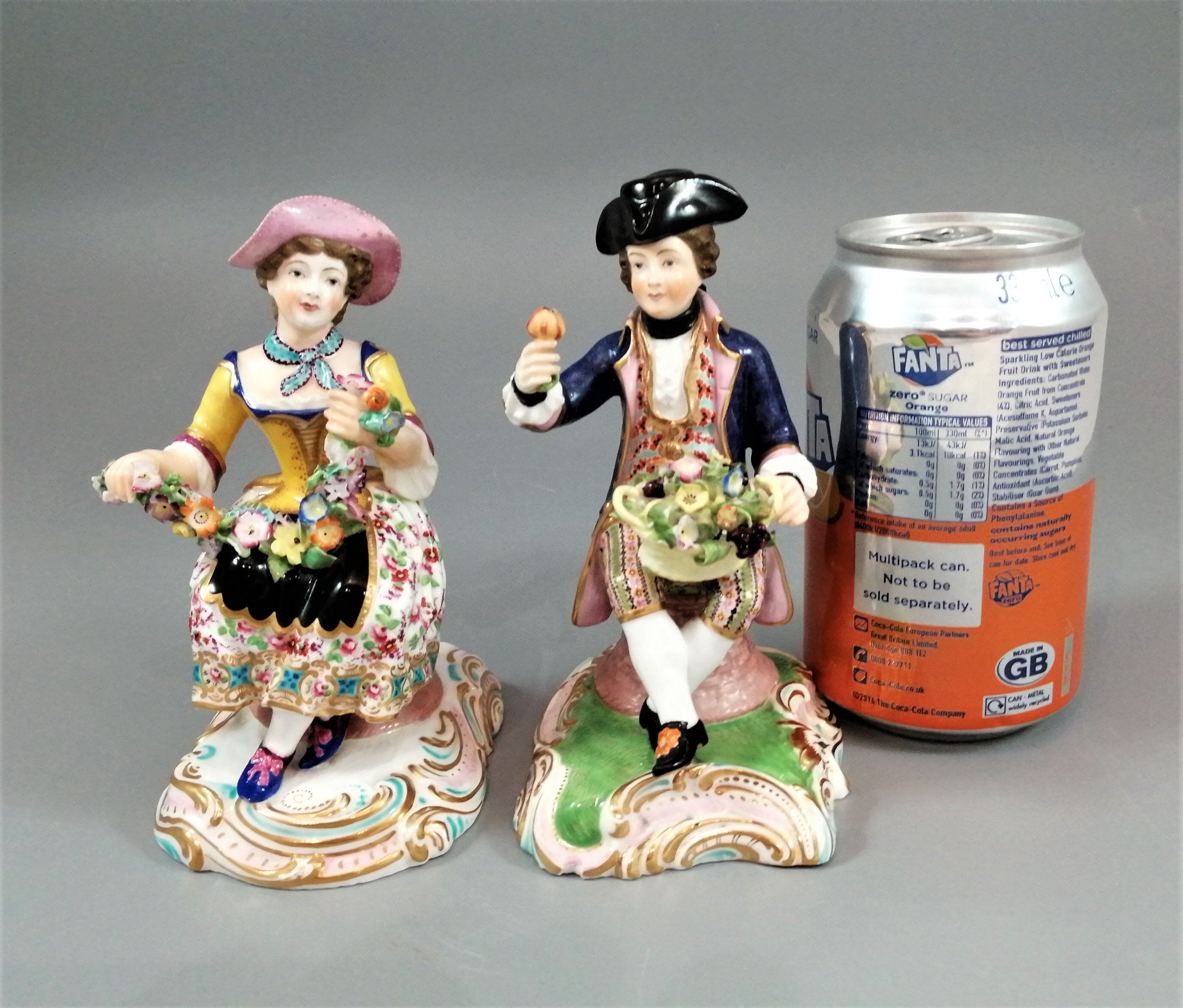 Antique Minton figurines of Gardeners with Flowers, c.1830.Very rare