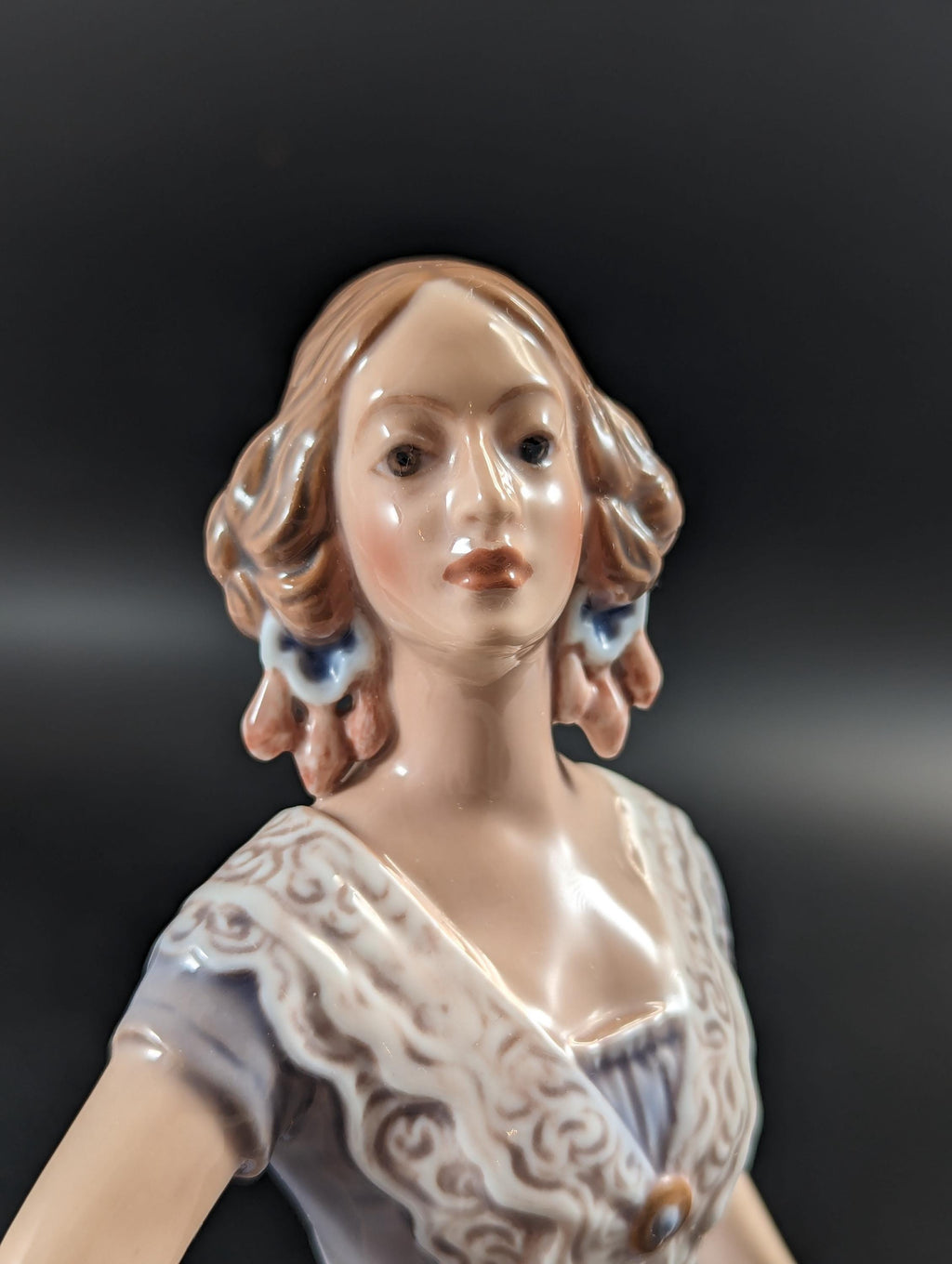 Dahl Jensen Antique Porcelain Figurine: Spanish Dancer, Early Blue Design