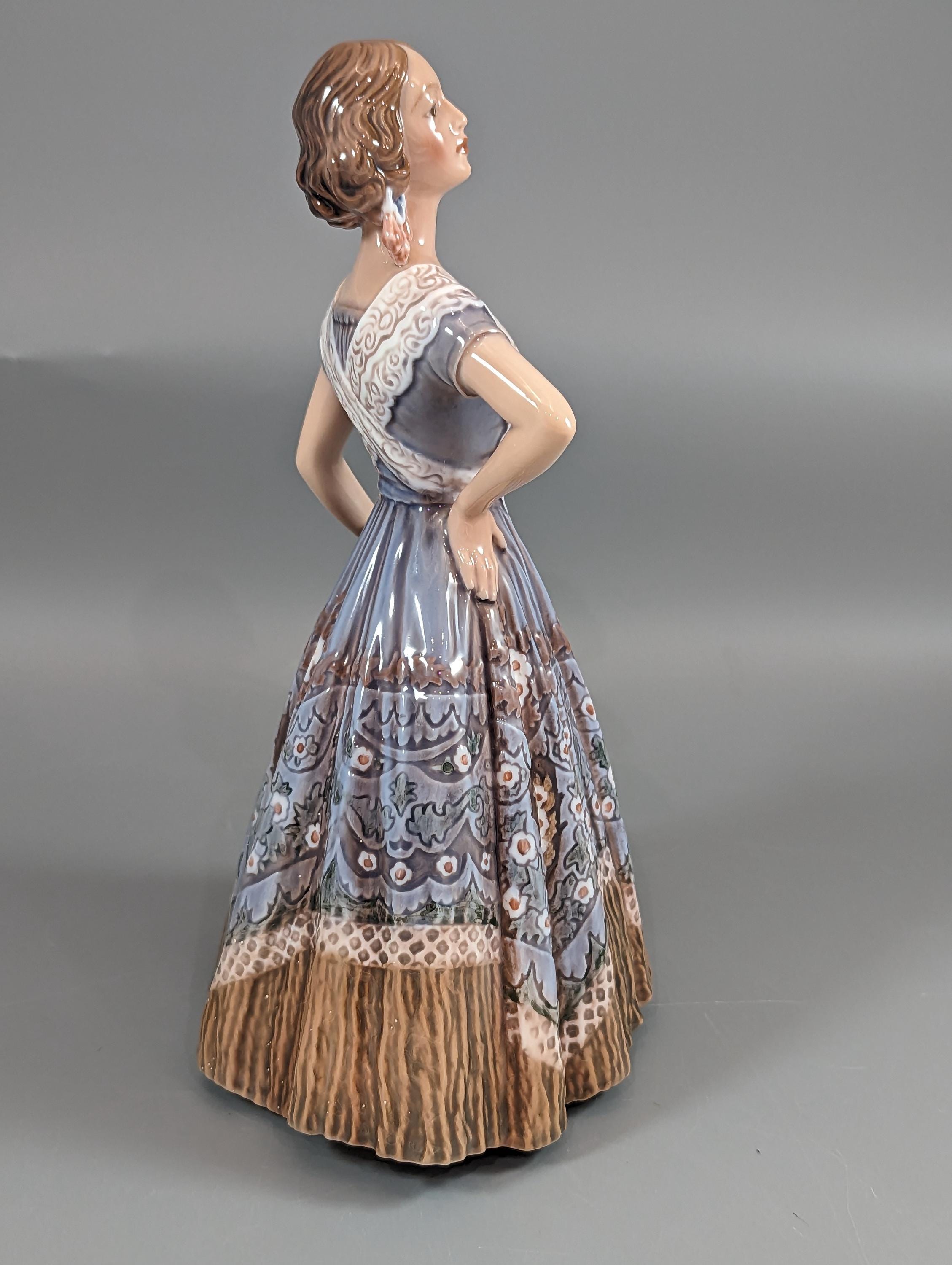 Dahl Jensen Antique Porcelain Figurine: Spanish Dancer, Early Blue Design