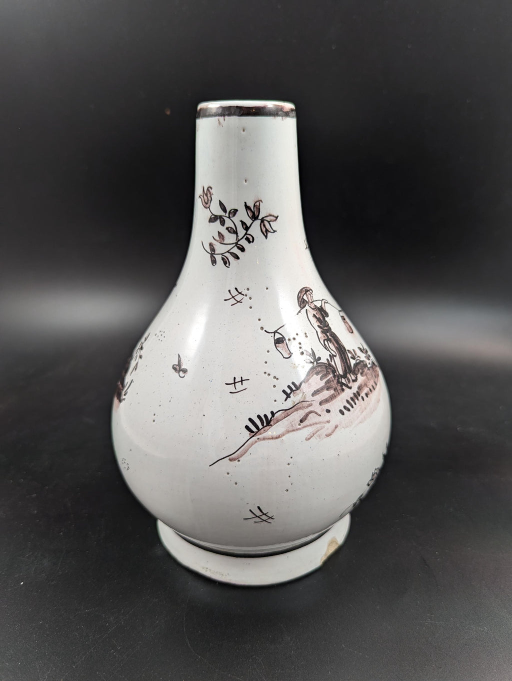 Antique Delft tin-glazed Pottery Vase, mid-18th century.