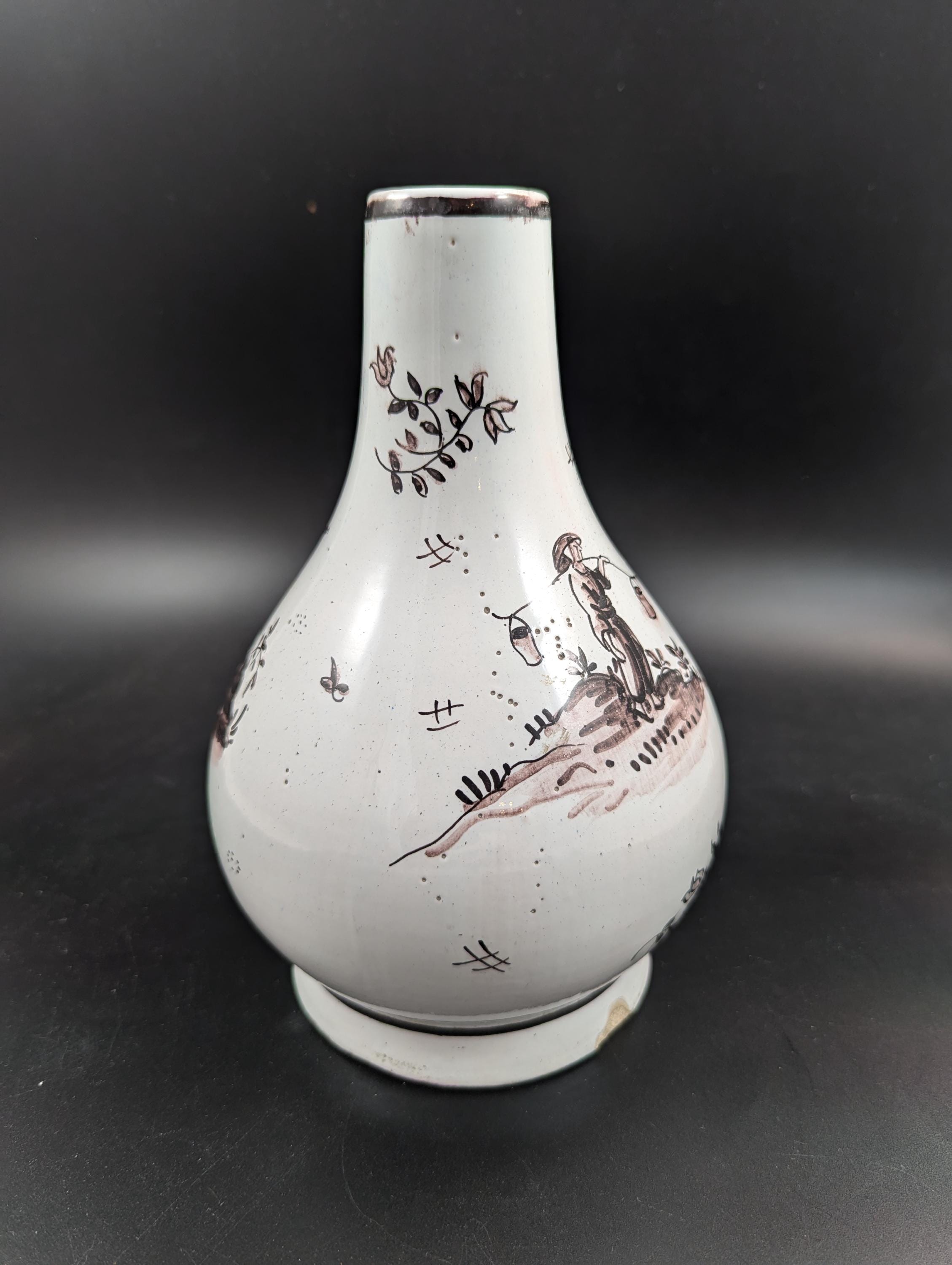 Antique Delft tin-glazed Pottery Vase, mid-18th century.