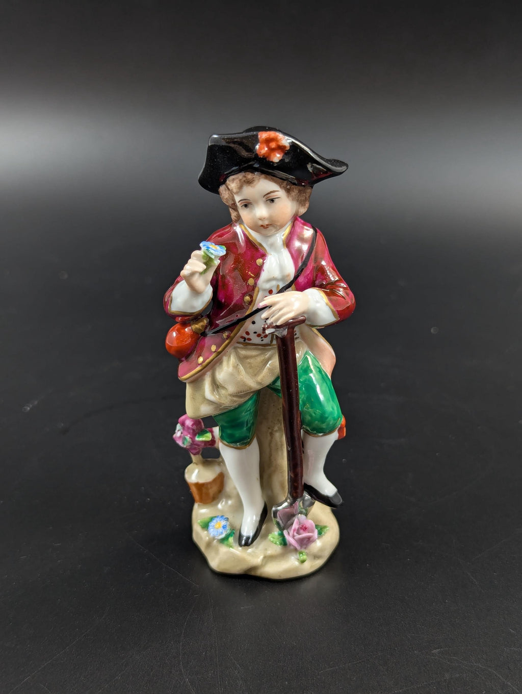 Antique Sitzendorf Porcelain Figurine: Young Gardener, German Decor