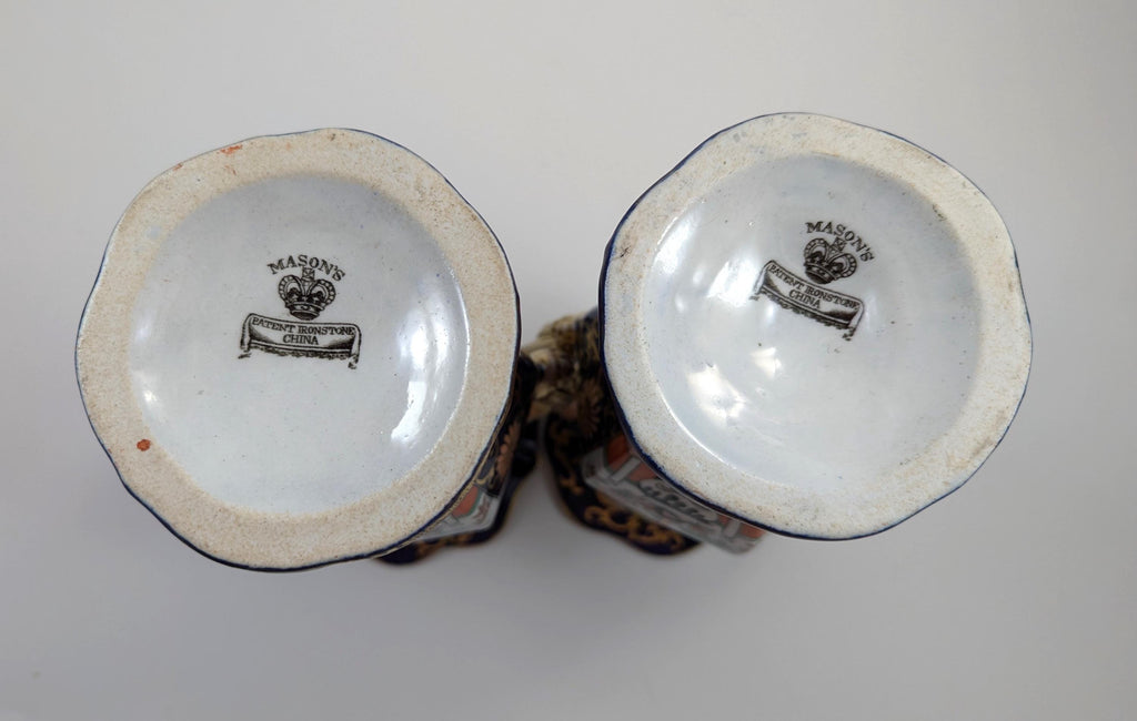 Mason's Ironstone Vases in Rare Shape, circa 1830