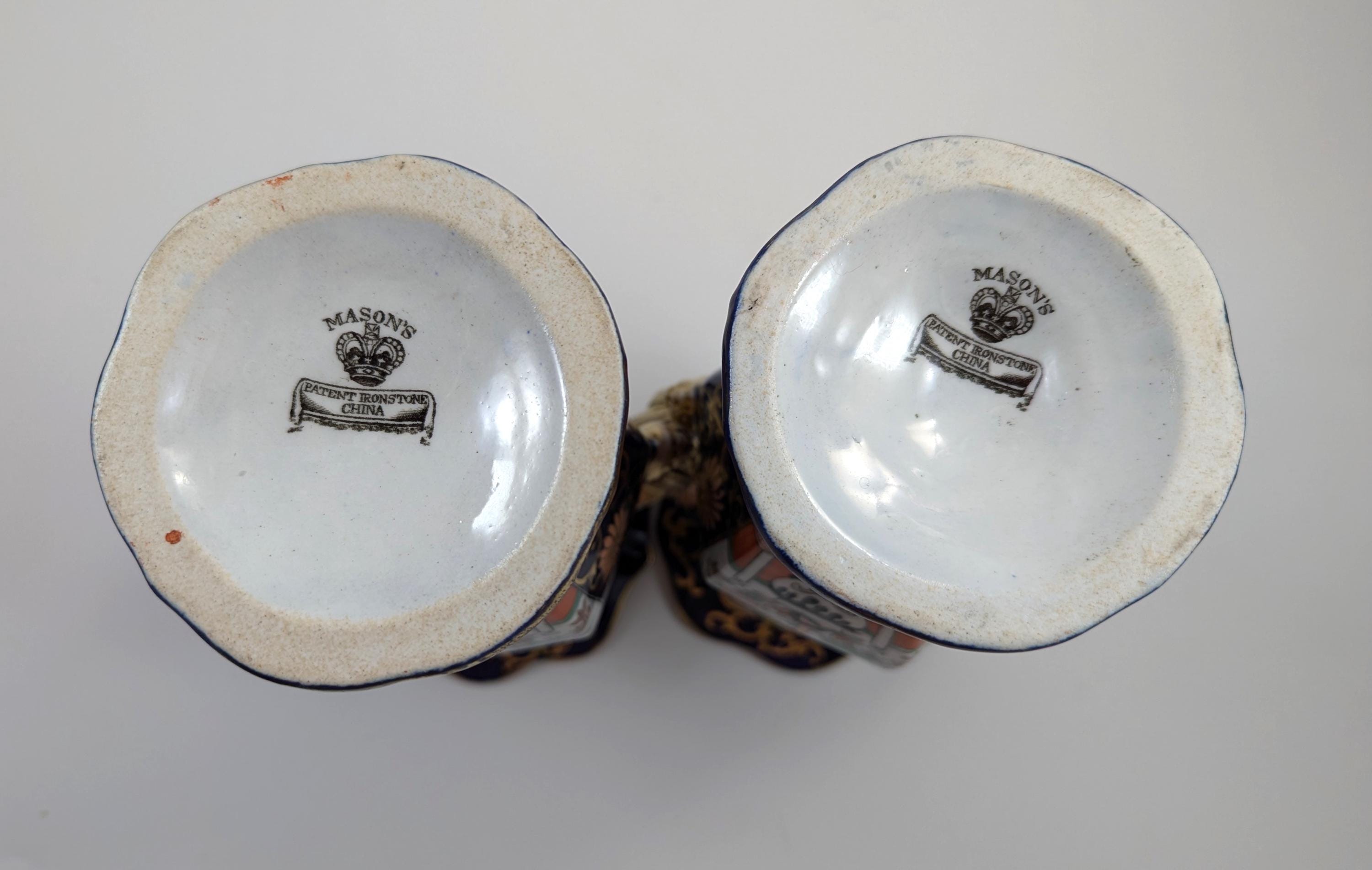 Mason's Ironstone Vases in Rare Shape, circa 1830