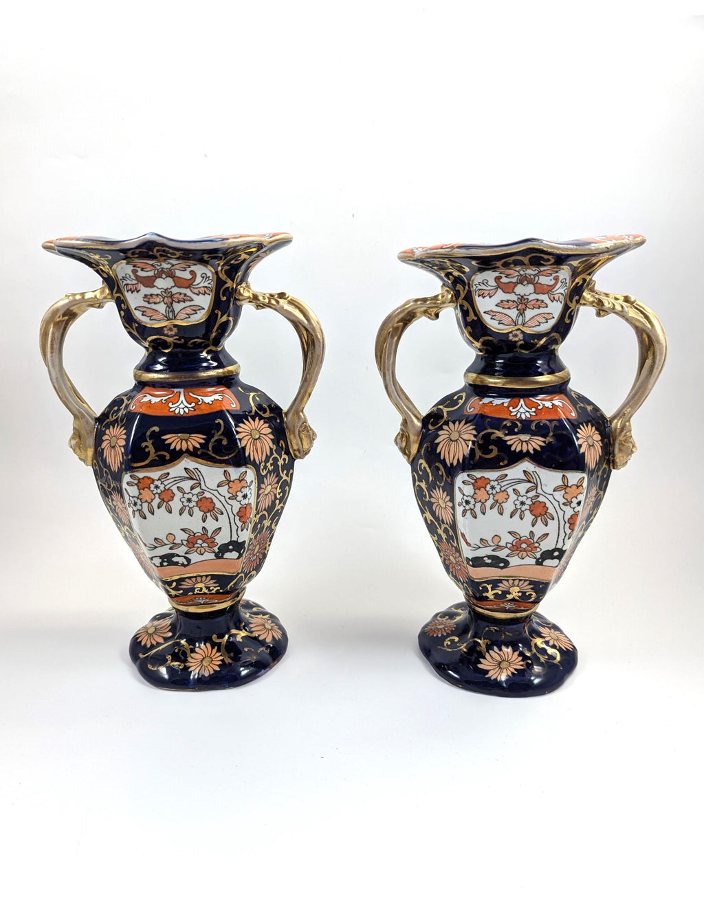 Mason's Ironstone Vases in Rare Shape, circa 1830