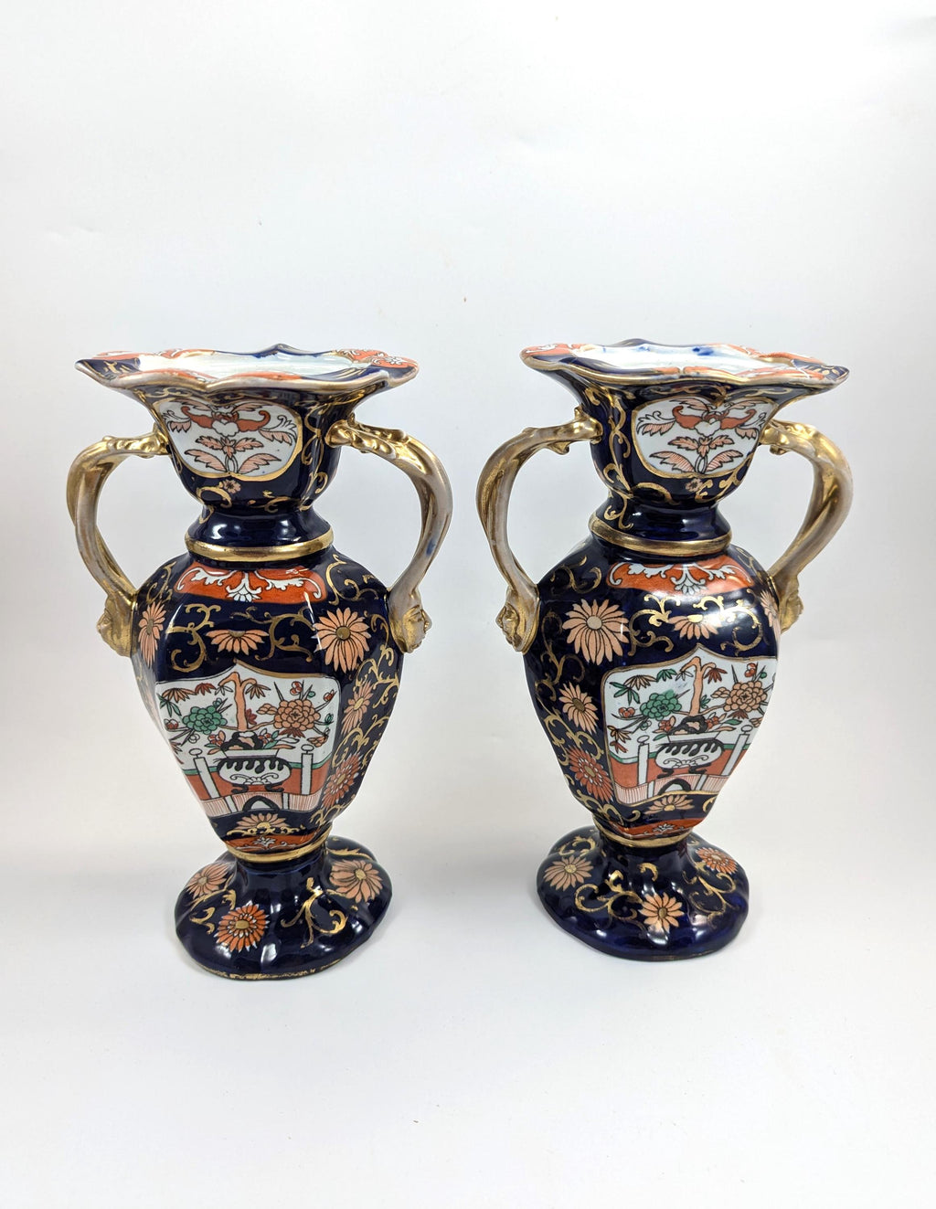 Mason's Ironstone Vases in Rare Shape, circa 1830