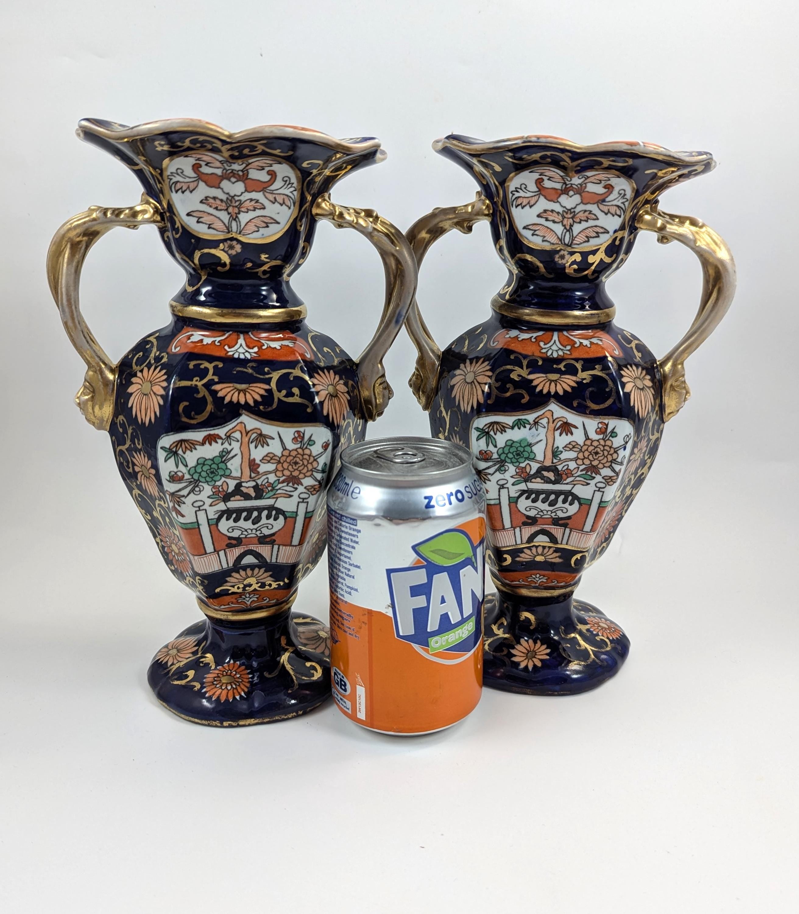 Mason's Ironstone Vases in Rare Shape, circa 1830