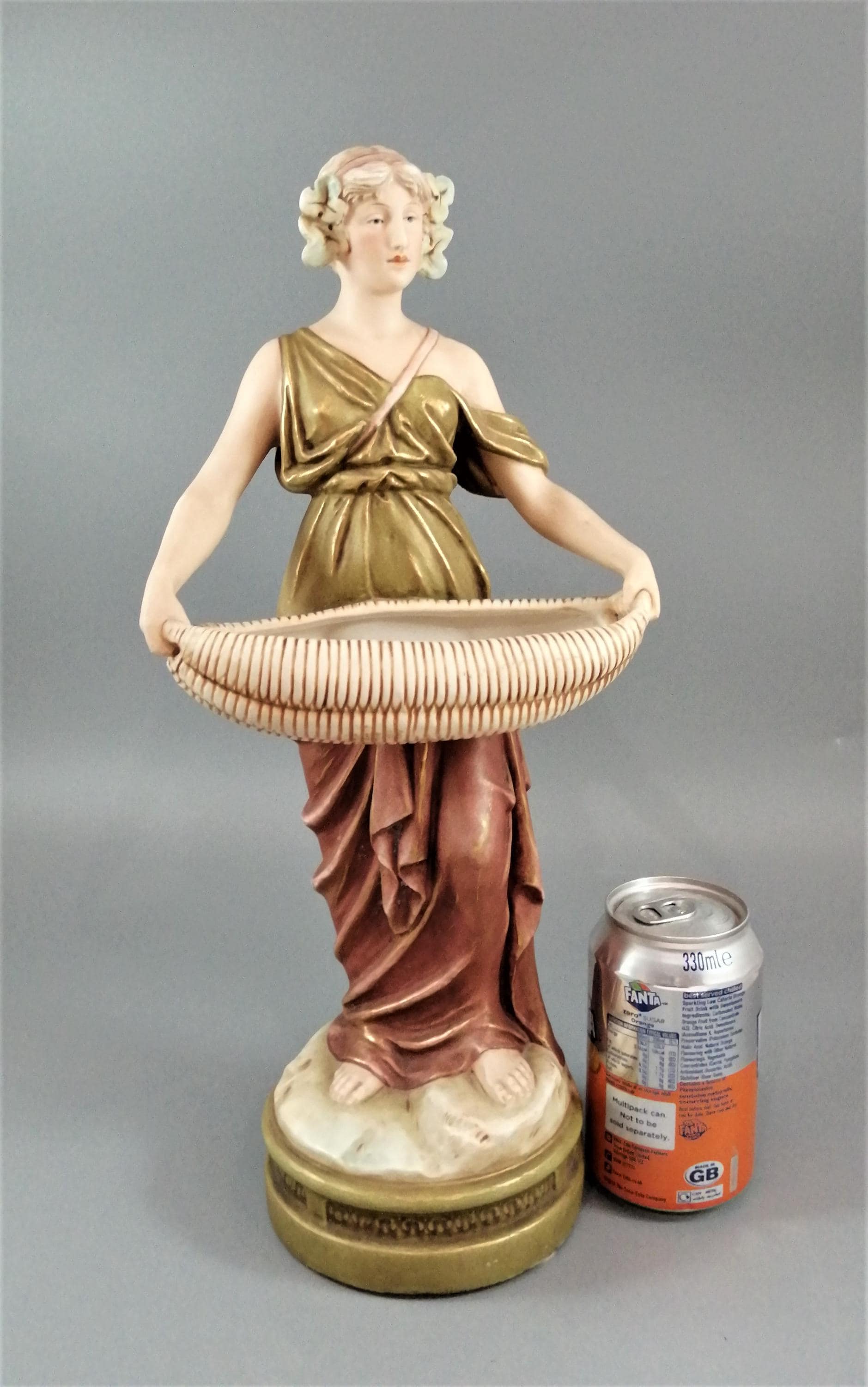 Antique Royal Dux Porcelain Art Nouveau Figurine of a Young Woman, c. 1912