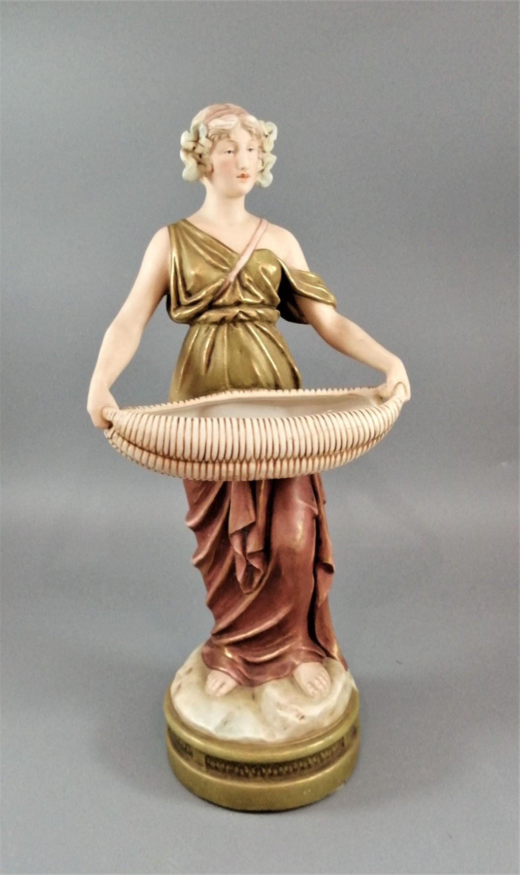 Antique Royal Dux Porcelain Art Nouveau Figurine of a Young Woman, c. 1912
