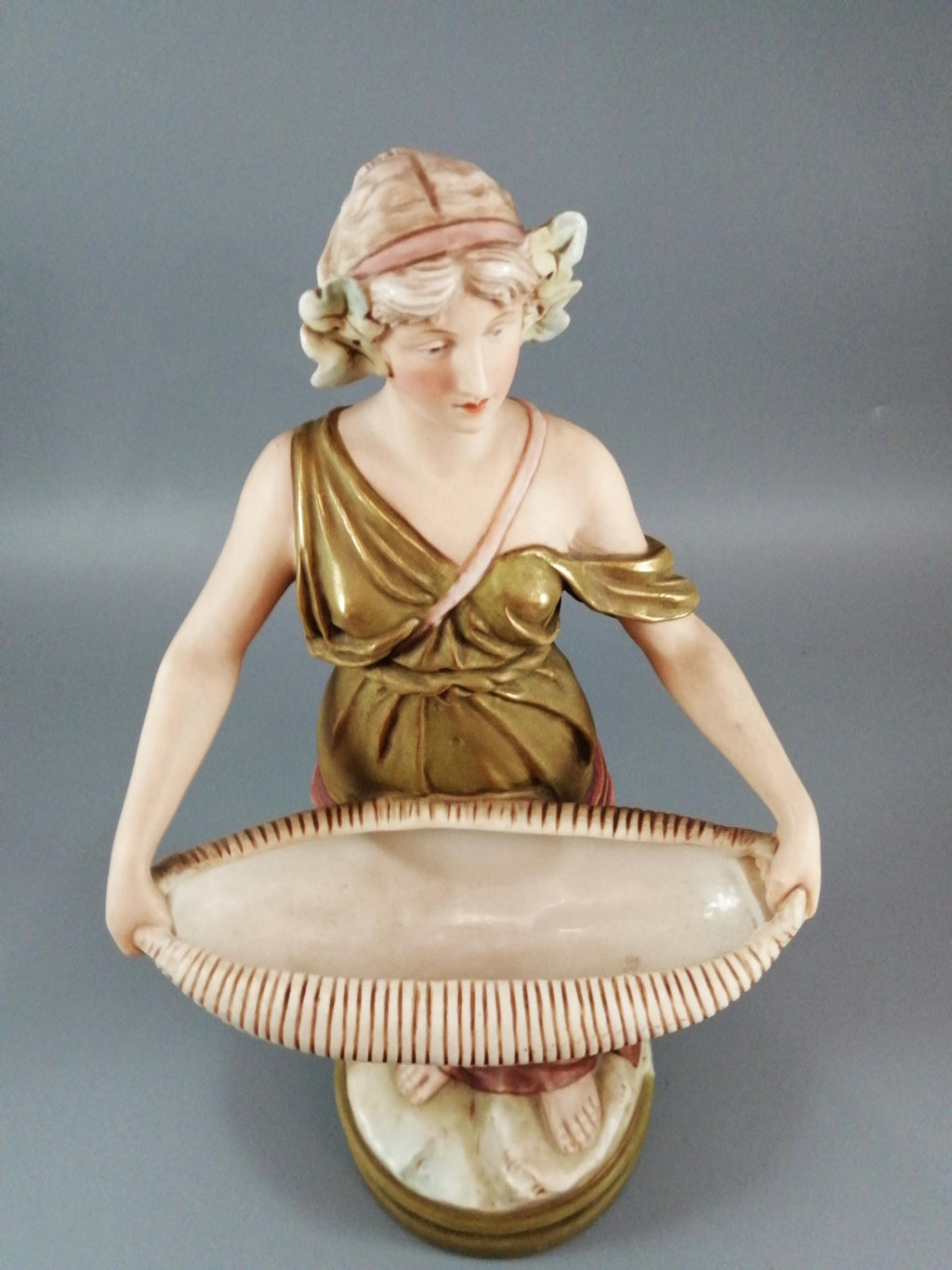 Antique Royal Dux Porcelain Art Nouveau Figurine of a Young Woman, c. 1912