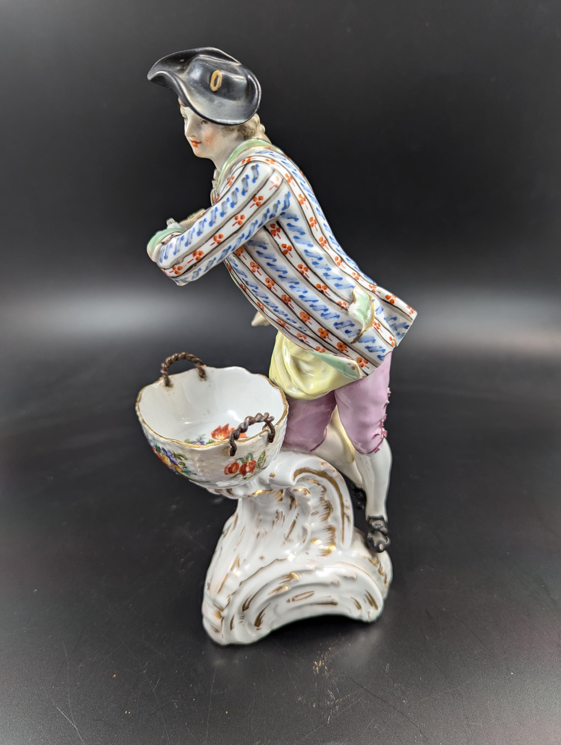 KPM Porcelain Figurine: Rococo Man with Sweetmeat Basket, c. 1790