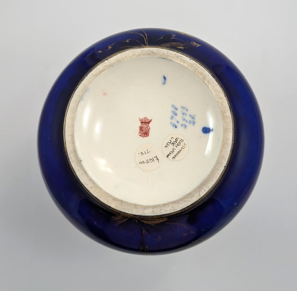 Antique Porcelain Blue Vase by Ernst Wahliss, Vienna, c. 1894-1900