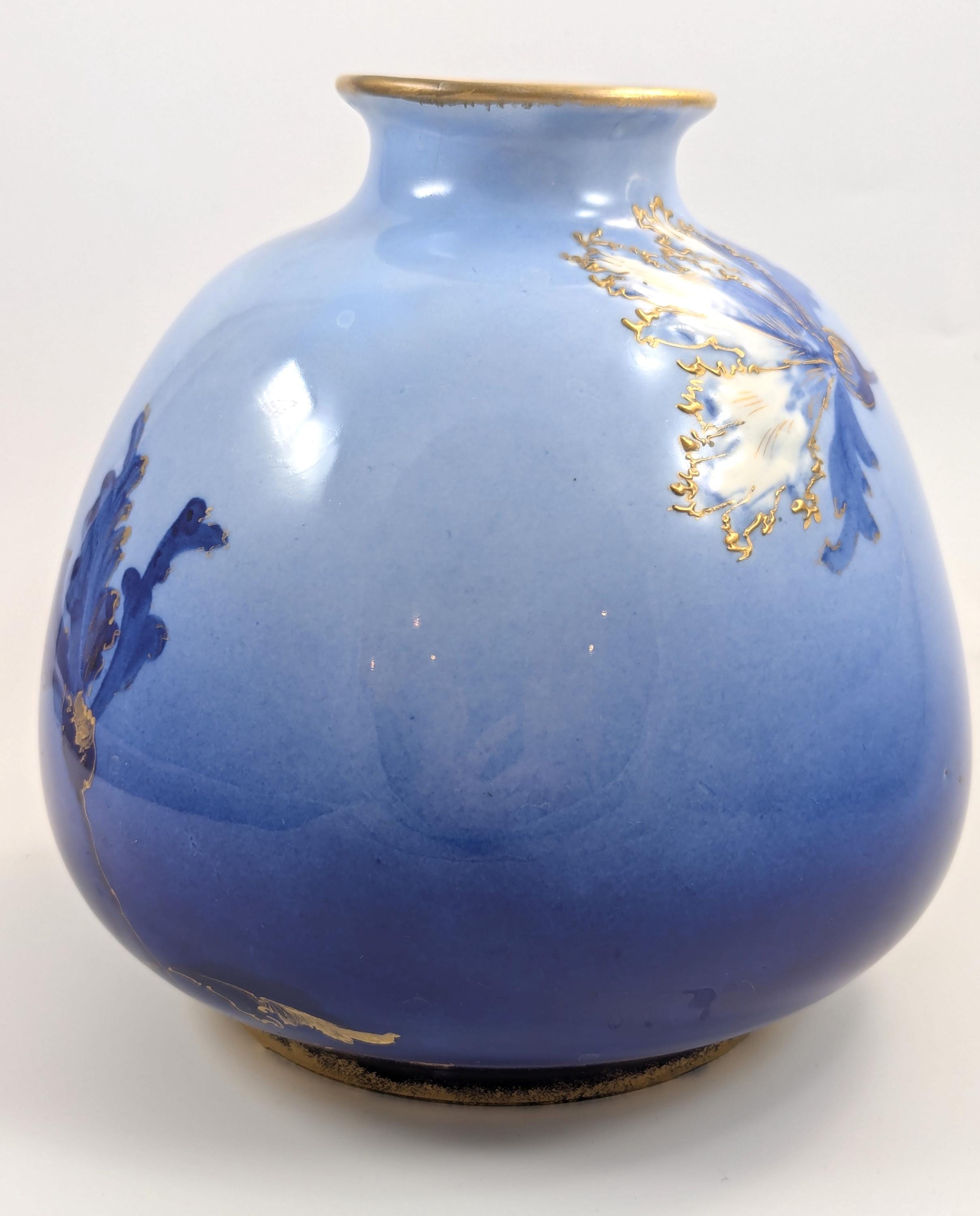 Antique Porcelain Blue Vase by Ernst Wahliss, Vienna, c. 1894-1900