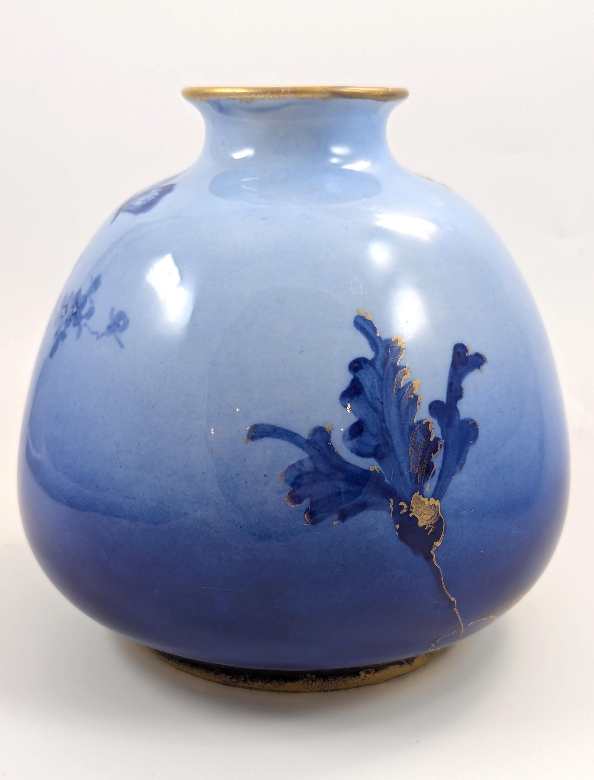 Antique Porcelain Blue Vase by Ernst Wahliss, Vienna, c. 1894-1900