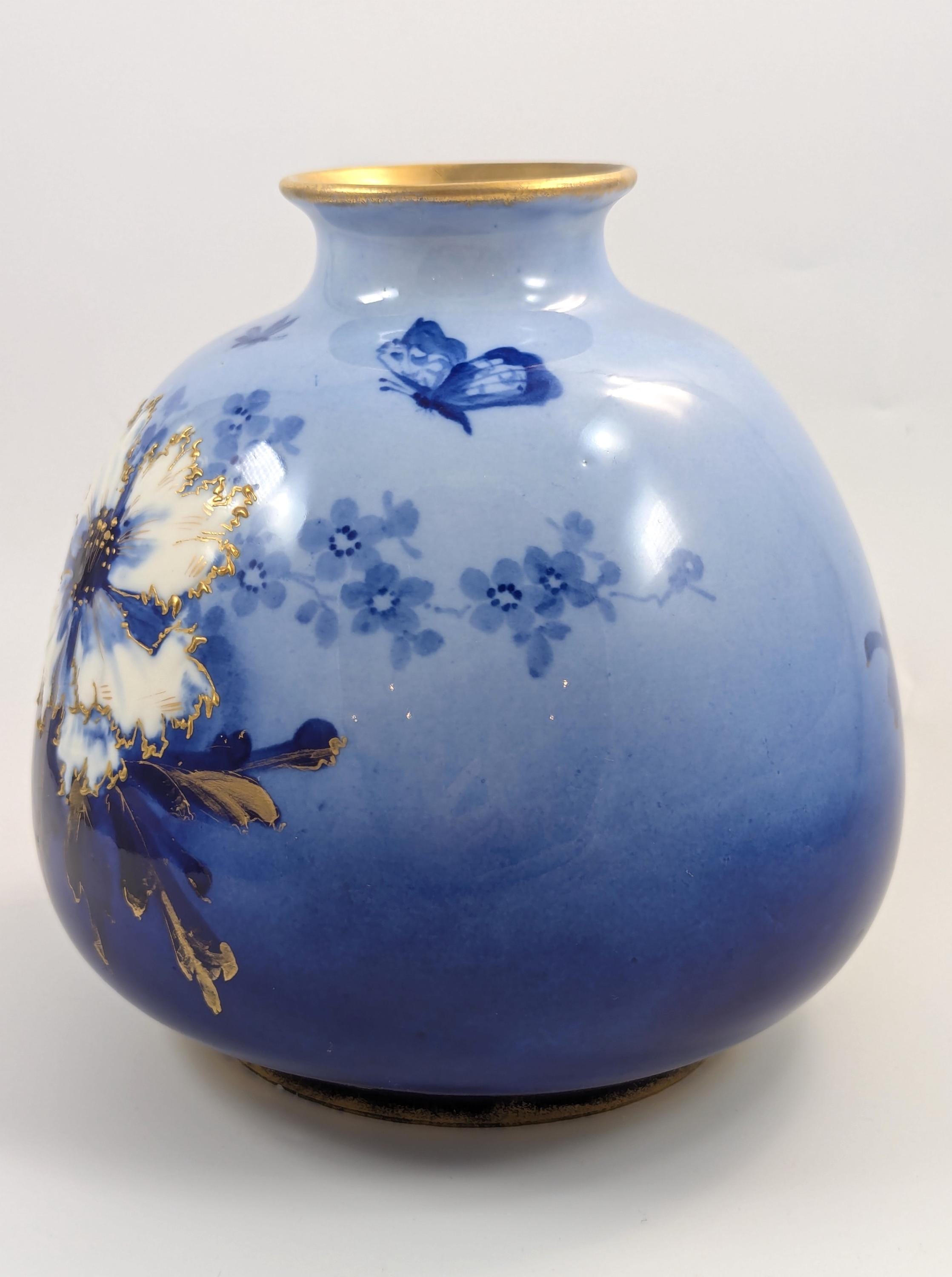 Antique Porcelain Blue Vase by Ernst Wahliss, Vienna, c. 1894-1900