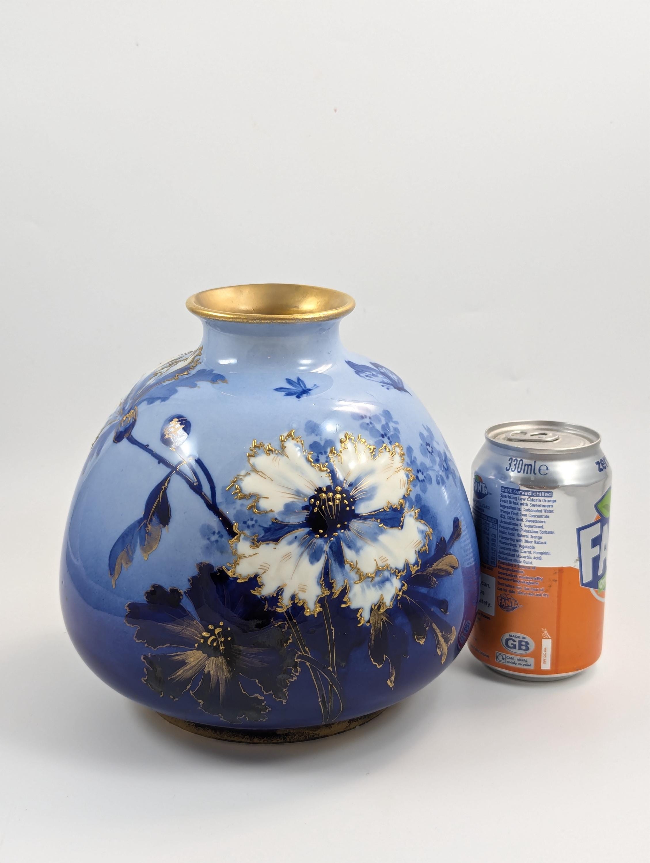 Antique Porcelain Blue Vase by Ernst Wahliss, Vienna, c. 1894-1900