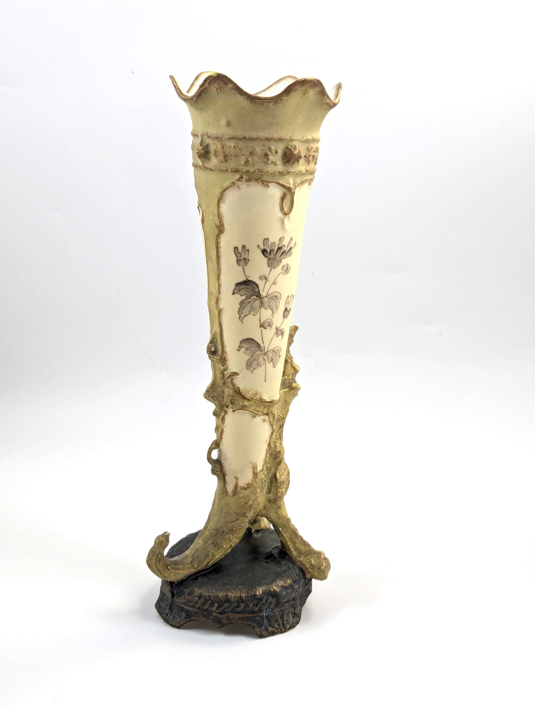 Antique Ernst Wahliss Porcelain Cornucopia Vase, c. 1897.