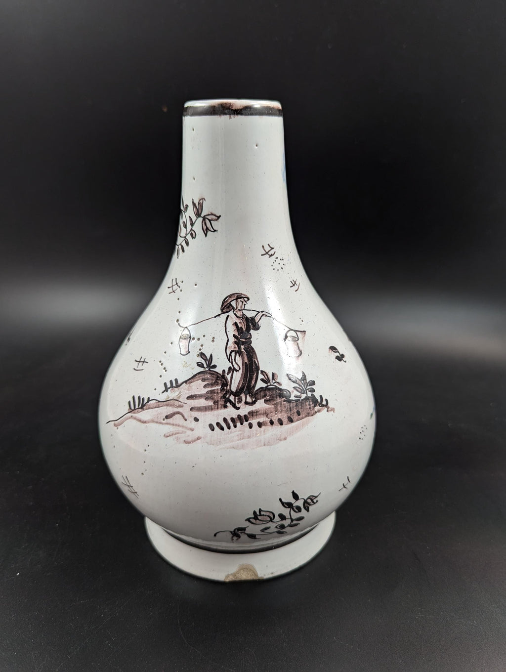 Antique Delft tin-glazed Pottery Vase, mid-18th century.