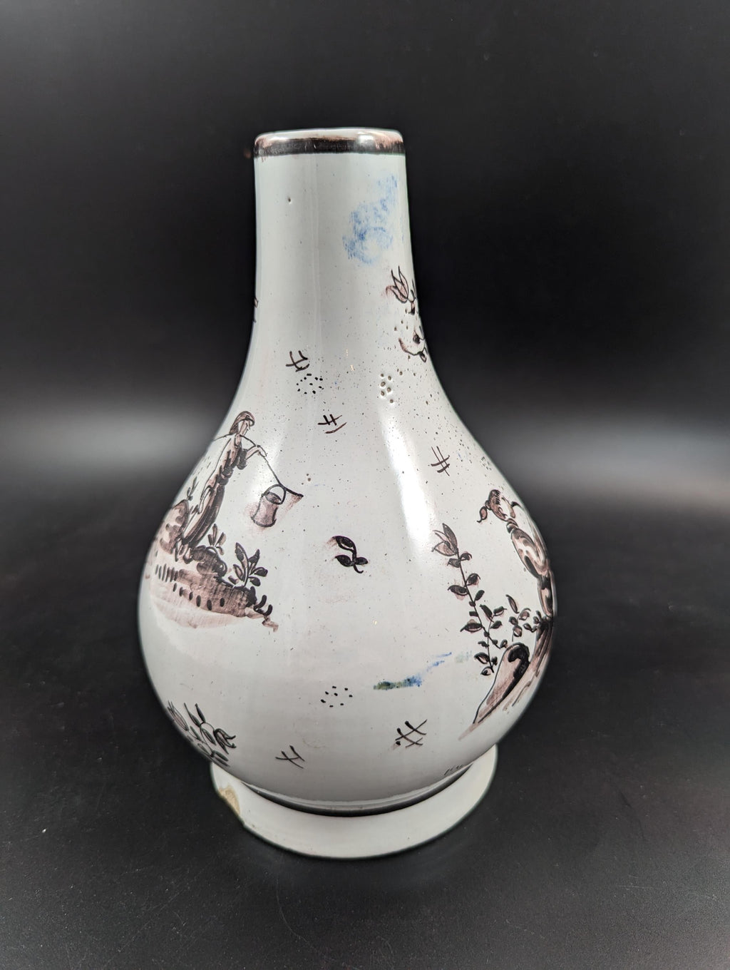 Antique Delft tin-glazed Pottery Vase, mid-18th century.