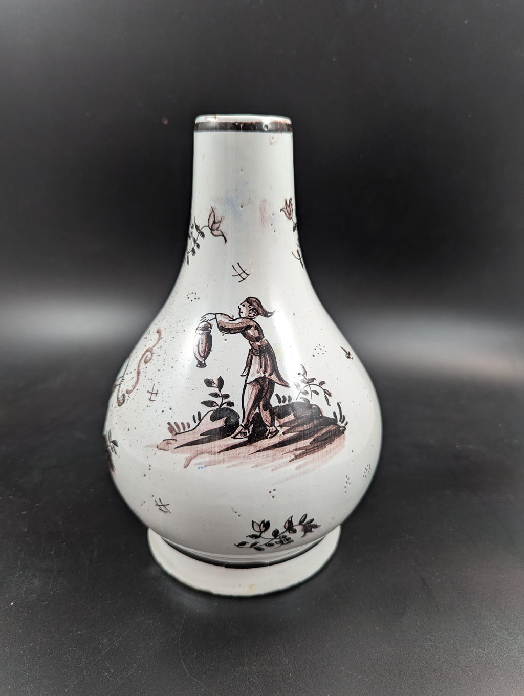 Antique Delft tin-glazed Pottery Vase, mid-18th century.