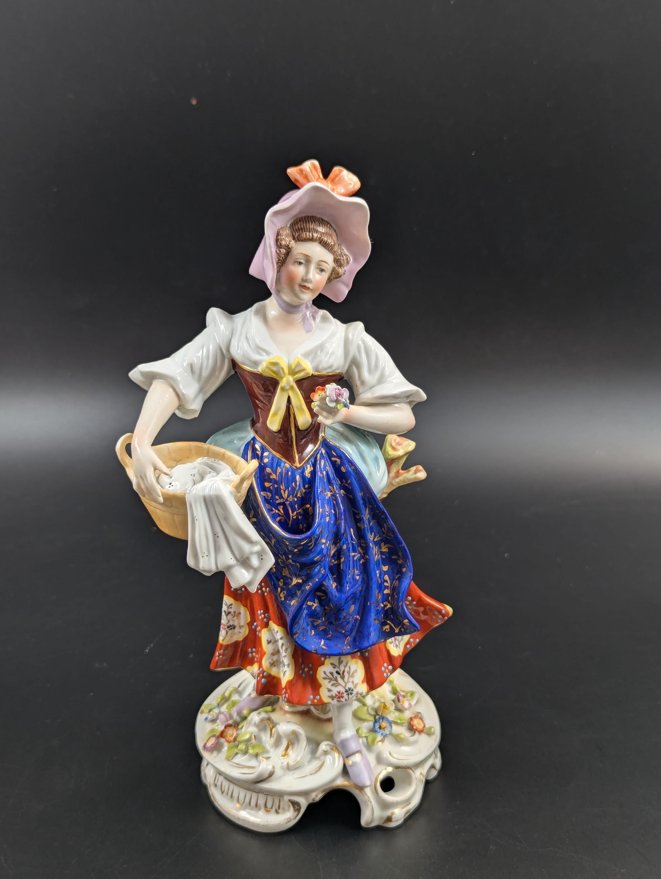 Chelsea Porcelain Figurine of Laundry Woman, c. 1752-1756