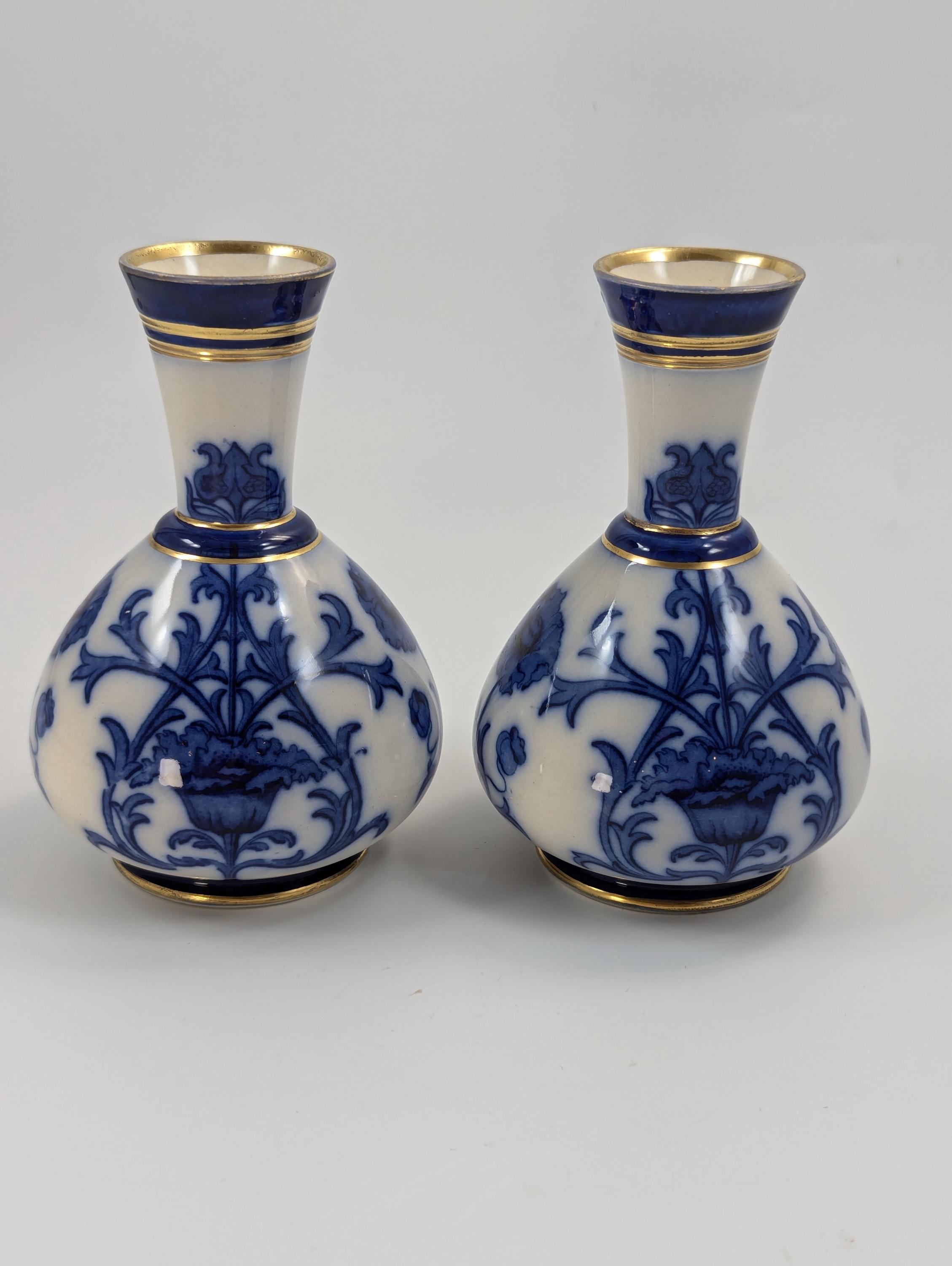 A Pair of Moorcroft Macintyre Aurelian Small Vases, Late 19th Century