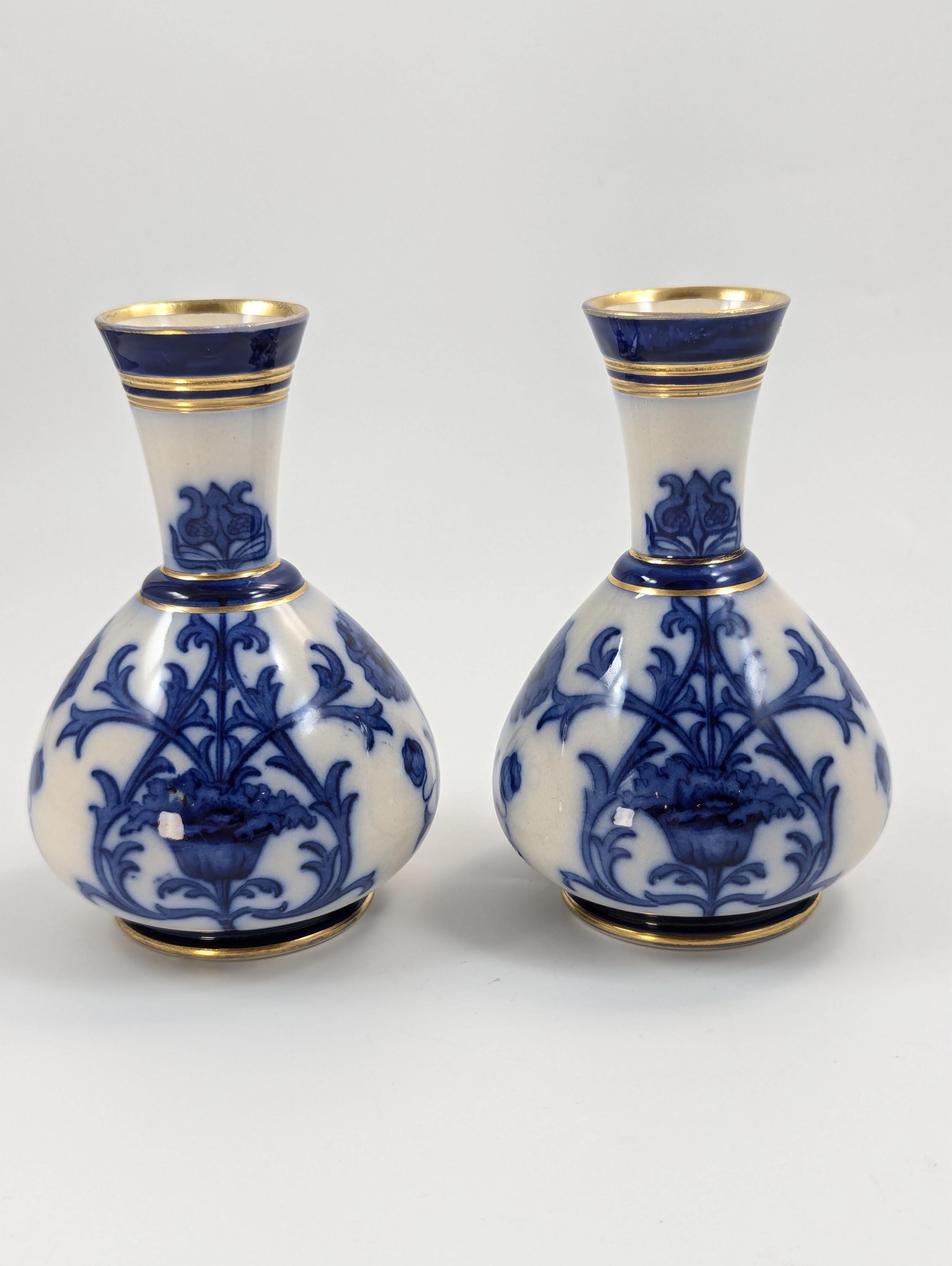A Pair of Moorcroft Macintyre Aurelian Small Vases, Late 19th Century