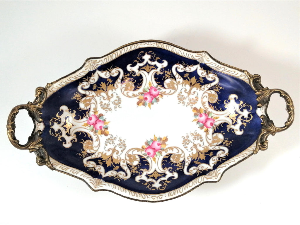 Antique Dresden style Porcelain Fruit Vase, middle 19th century.
