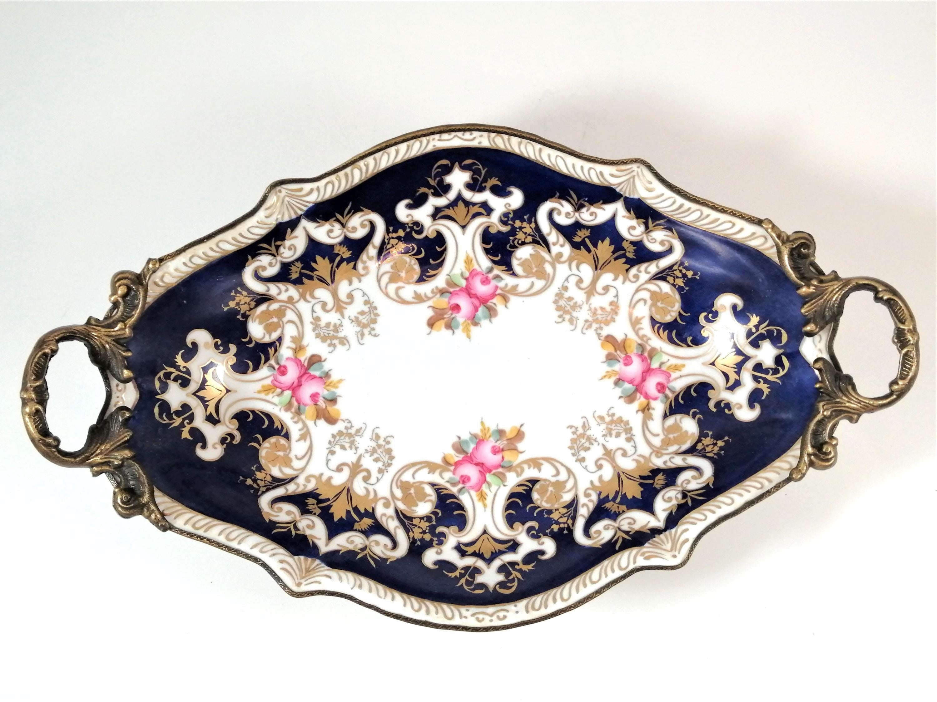 Antique Dresden style Porcelain Fruit Vase, middle 19th century.