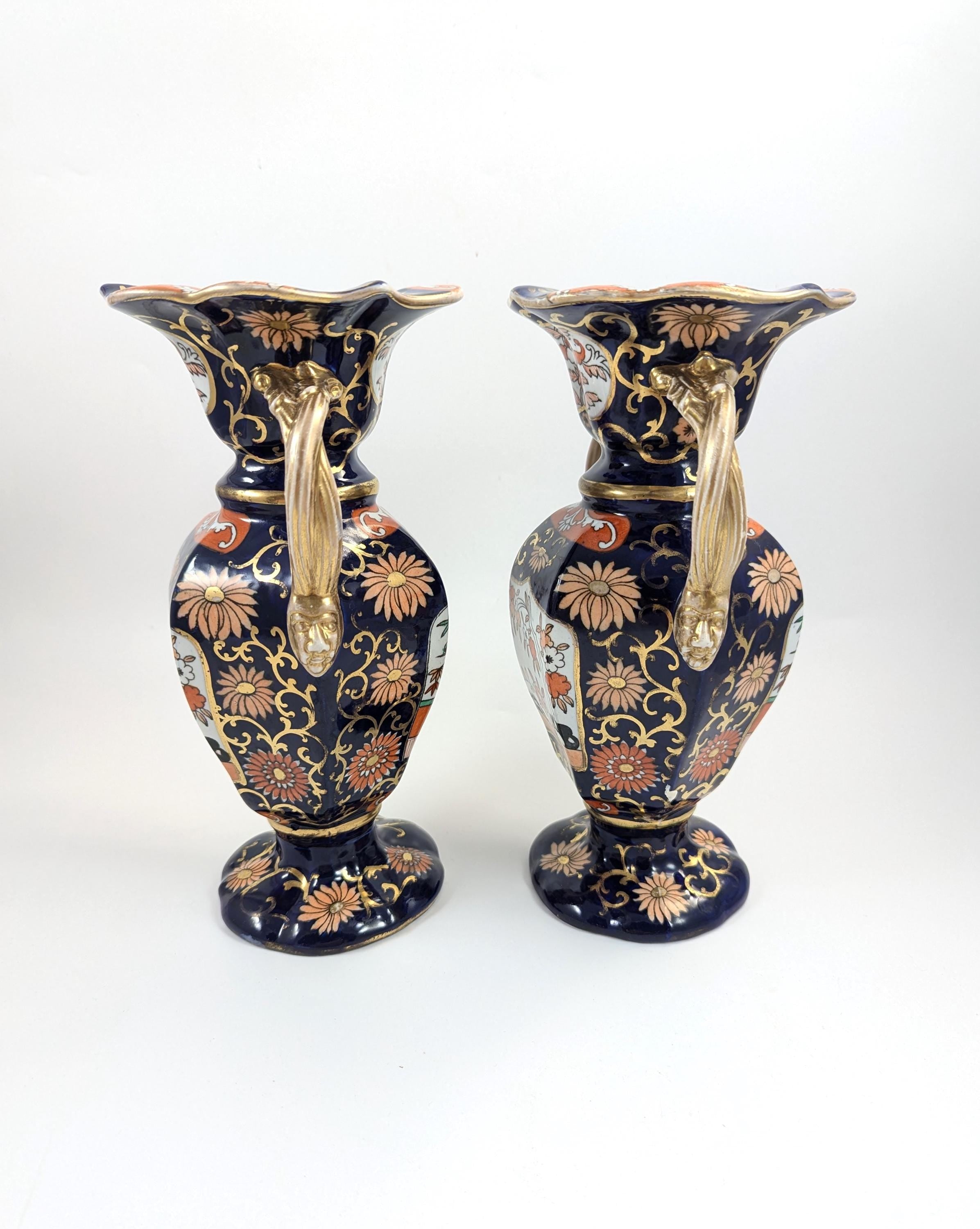 Mason's Ironstone Vases in Rare Shape, circa 1830