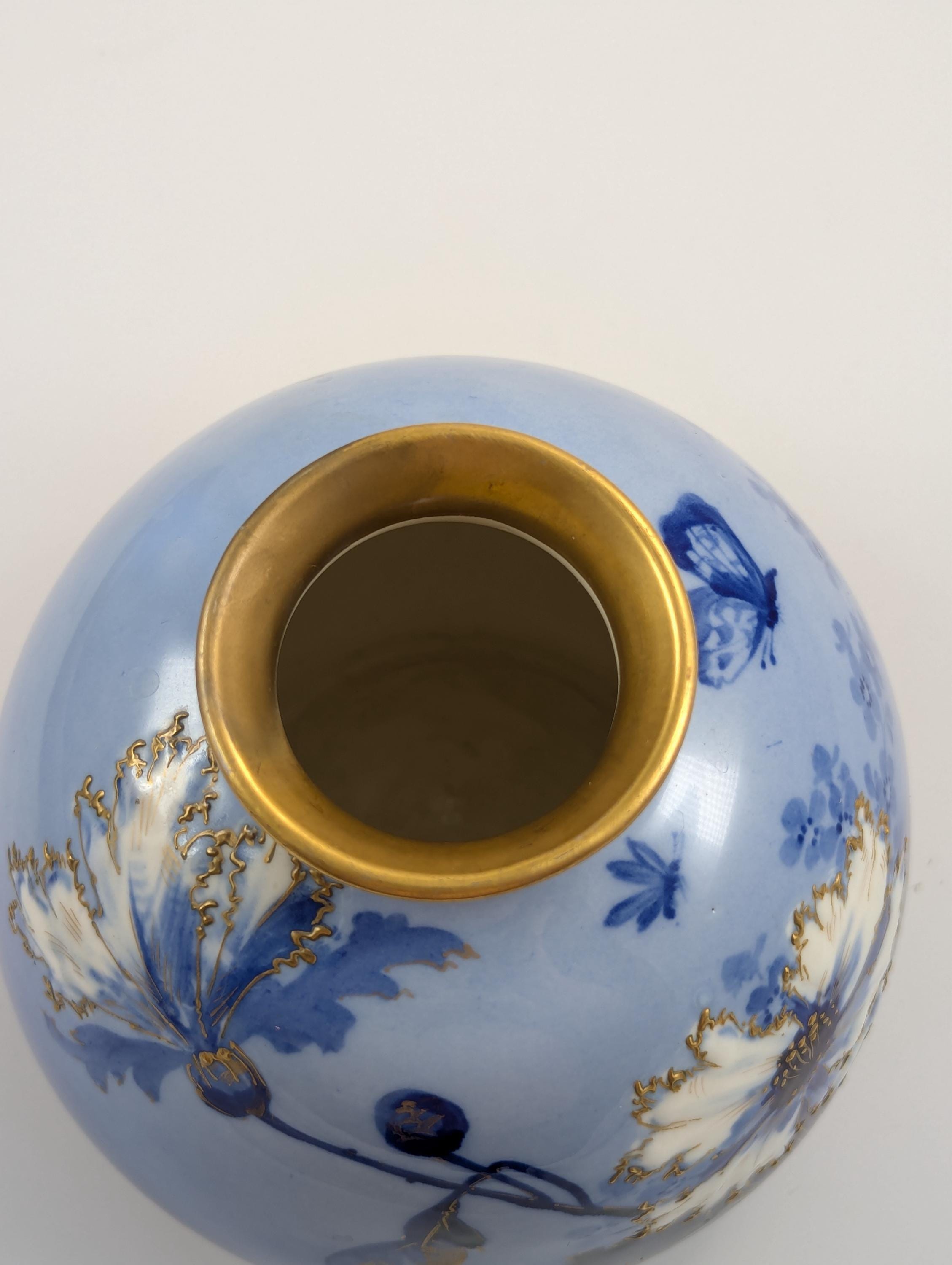 Antique Porcelain Blue Vase by Ernst Wahliss, Vienna, c. 1894-1900