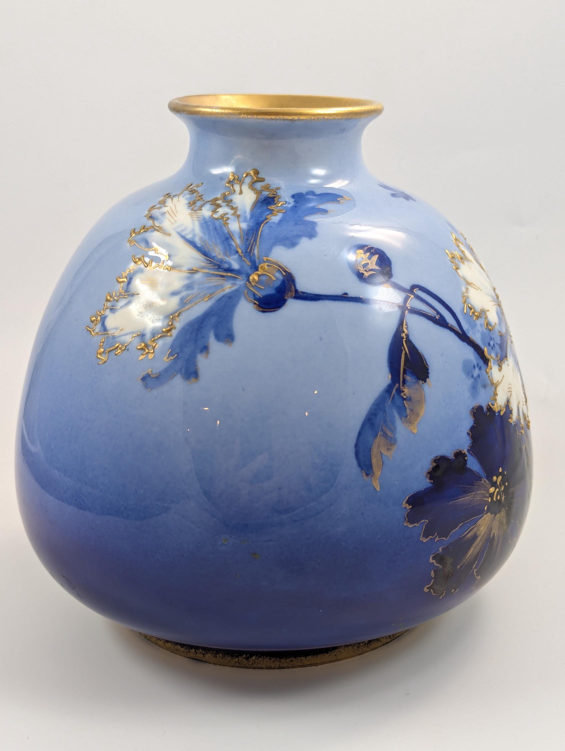 Antique Porcelain Blue Vase by Ernst Wahliss, Vienna, c. 1894-1900