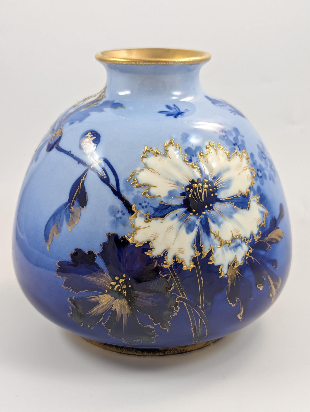 Antique Porcelain Blue Vase by Ernst Wahliss, Vienna, c. 1894-1900