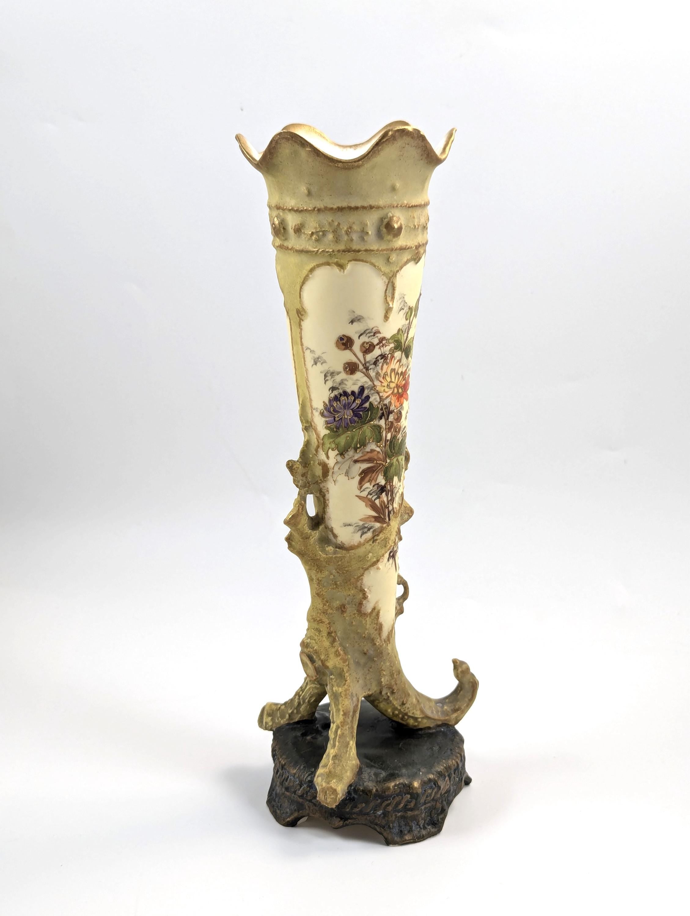 Antique Ernst Wahliss Porcelain Cornucopia Vase, c. 1897.