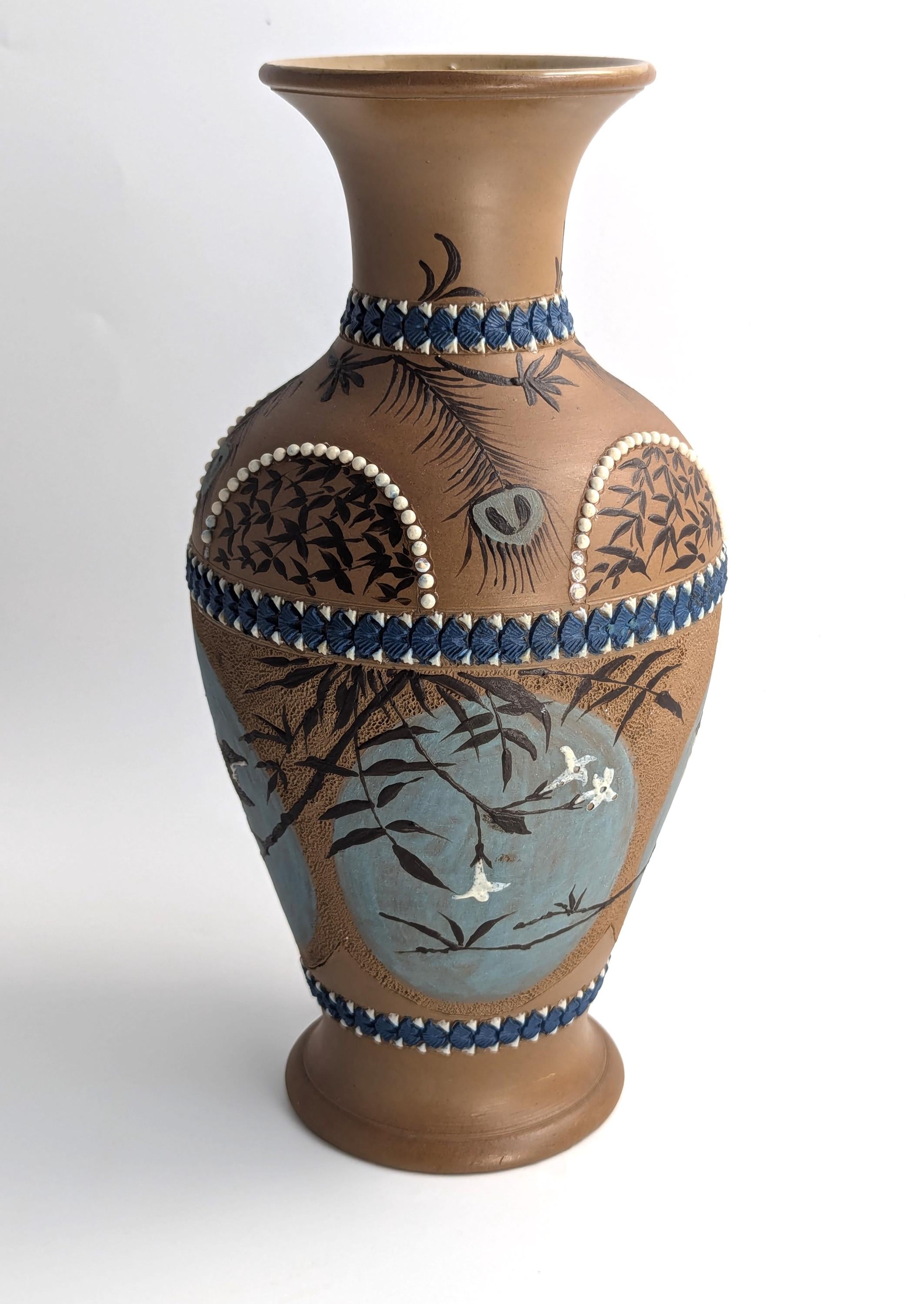Antique Doulton Lambeth Florence Barlow vase, c. 1882