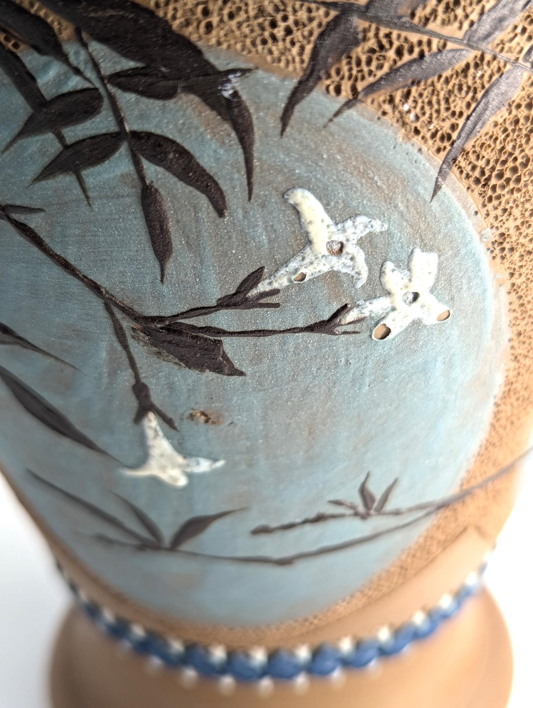 Antique Doulton Lambeth Florence Barlow vase, c. 1882