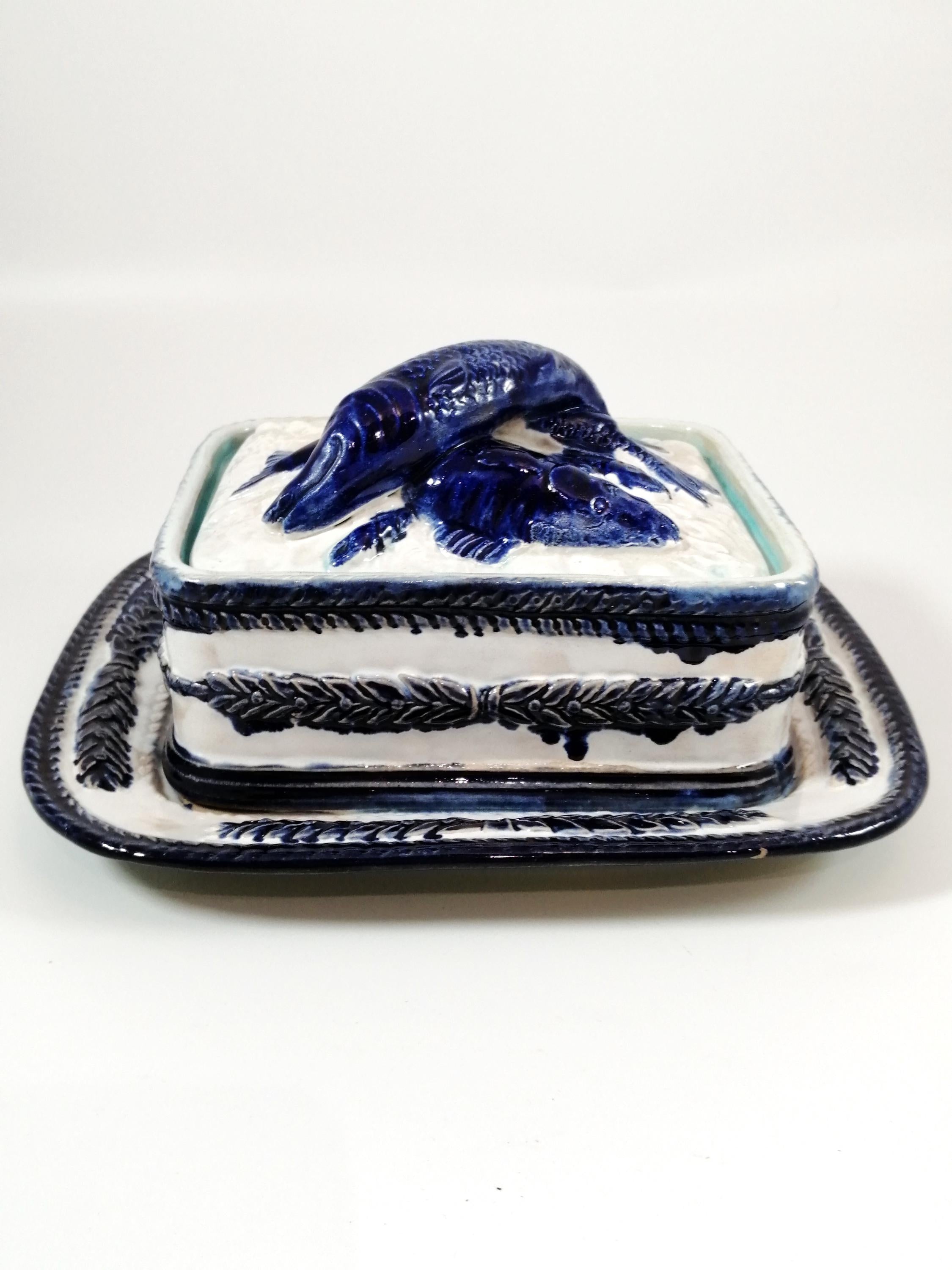 A majolica sardine box by Thomas Forester & Sons, late 19th century
