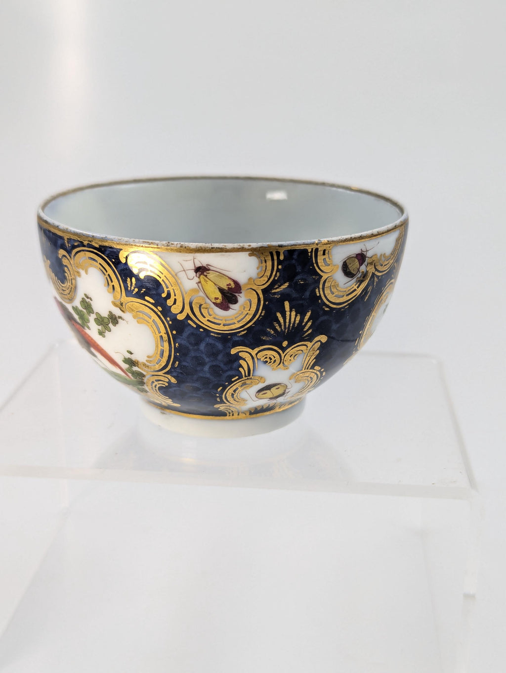A Rare 18th Century Worcester Tea Cup with Hand-Painted Exotic Birds - c.1760