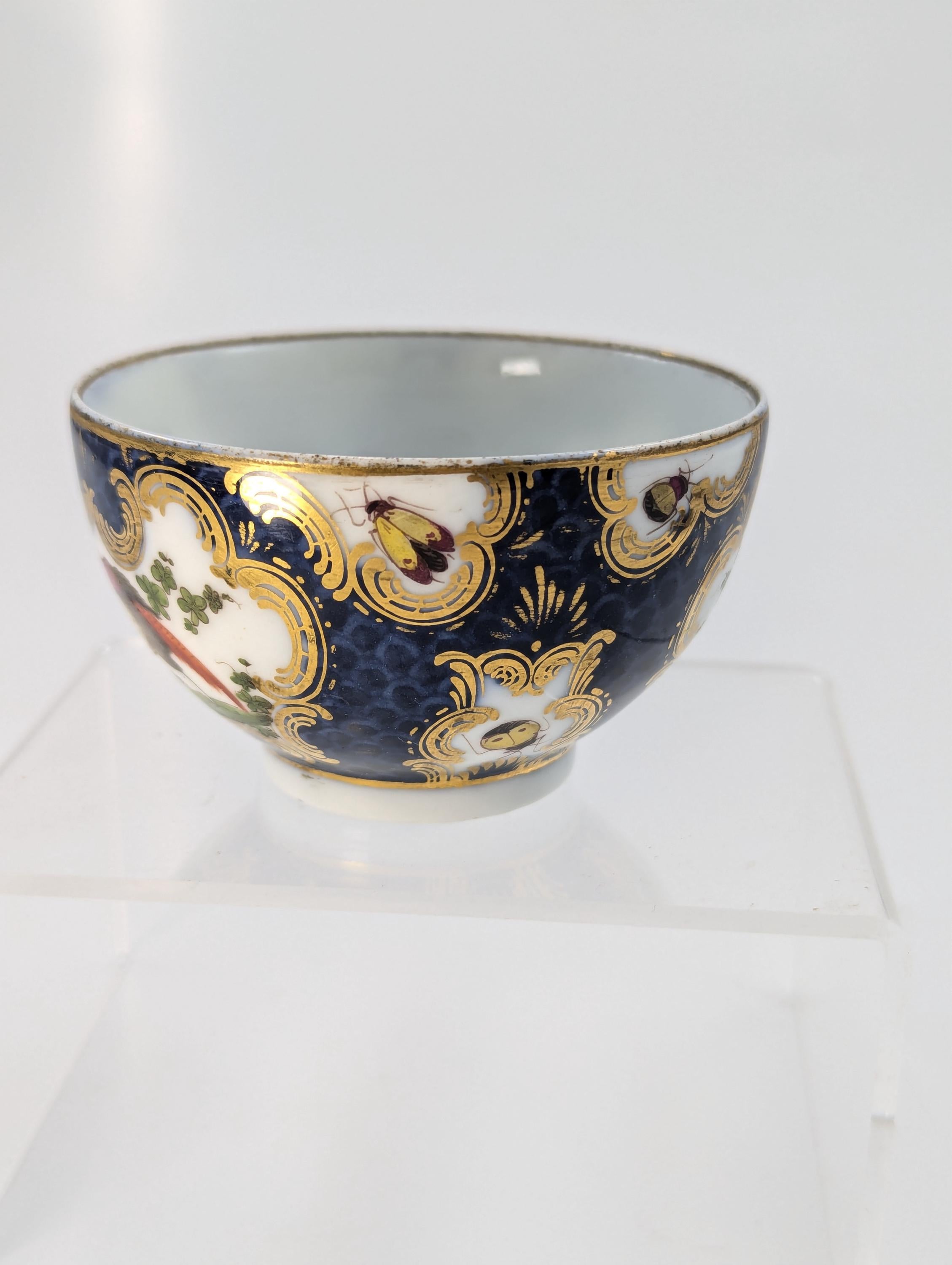 A Rare 18th Century Worcester Tea Cup with Hand-Painted Exotic Birds - c.1760