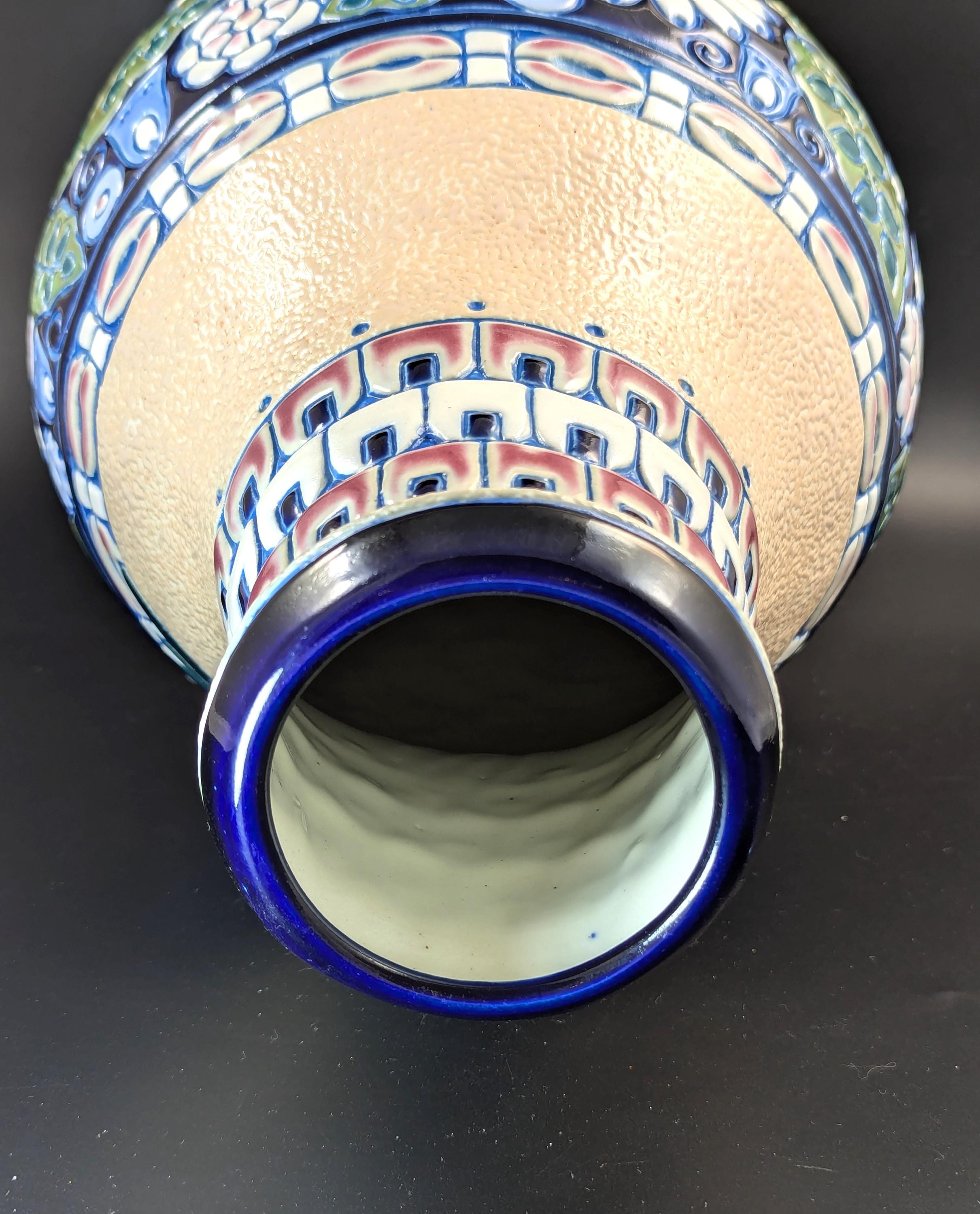 Art Nouveau Majolica Vase by Amphora, Czechoslovakia, circa 1920