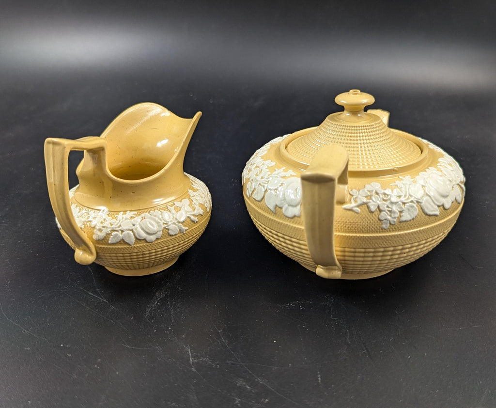 Antique Teapot and Creamer, W. Hackwood Style, Wedgwood, c. 1823