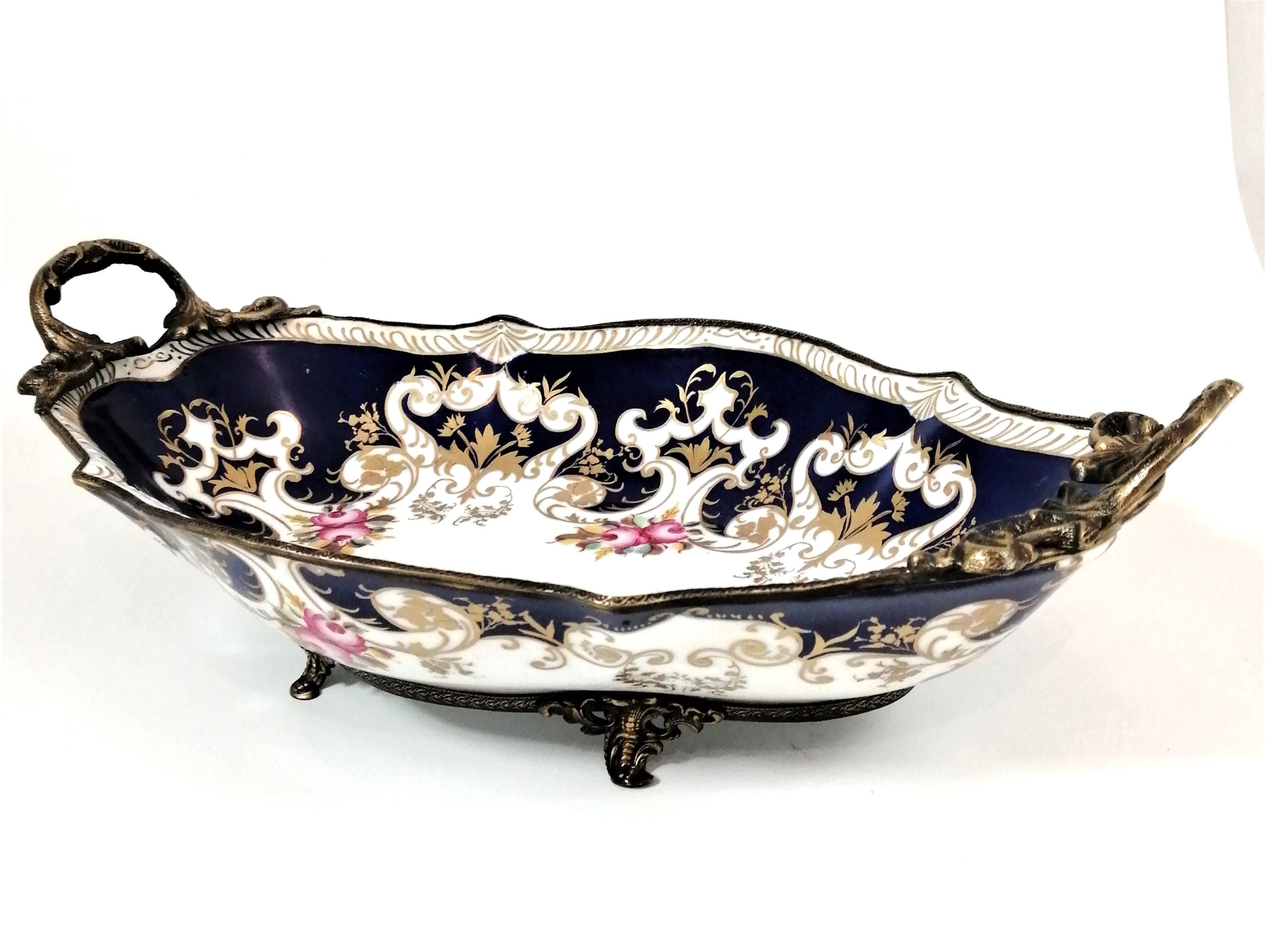 Antique Dresden style Porcelain Fruit Vase, middle 19th century.