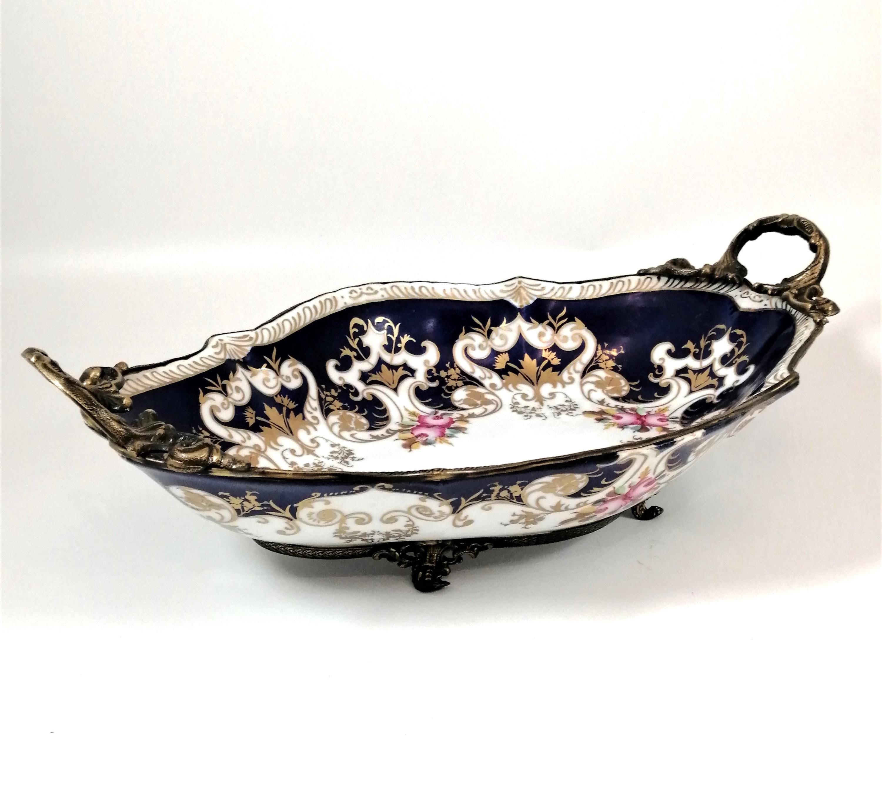Antique Dresden style Porcelain Fruit Vase, middle 19th century.