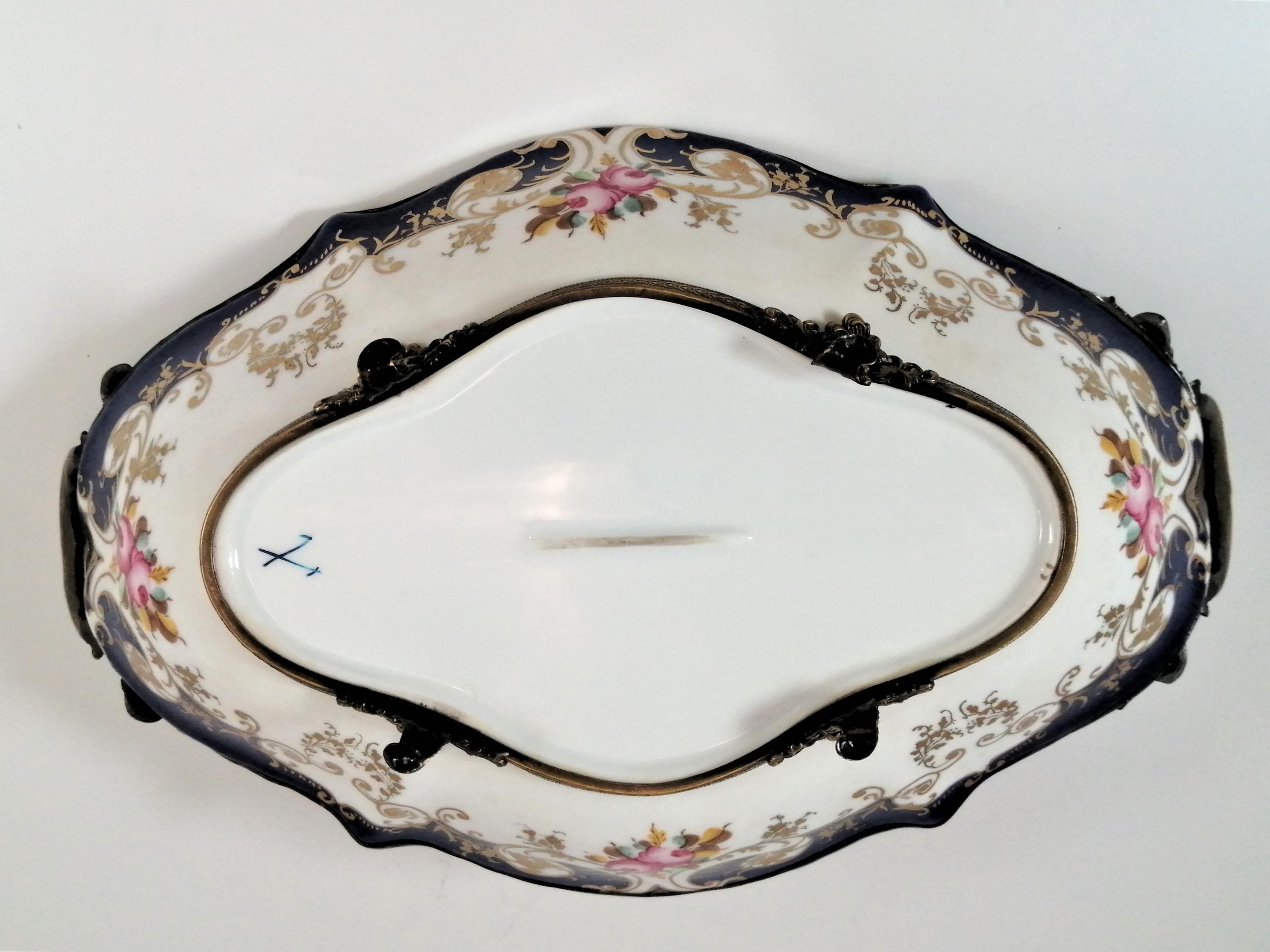 Antique Dresden style Porcelain Fruit Vase, middle 19th century.
