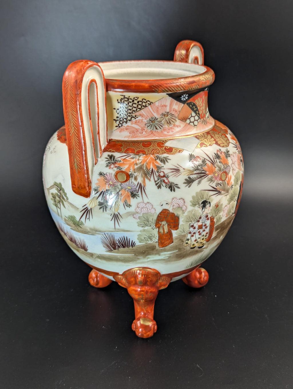 Antique Two Handled Footed Jar by Watano, Kutani, Meiji period (1868 -1912