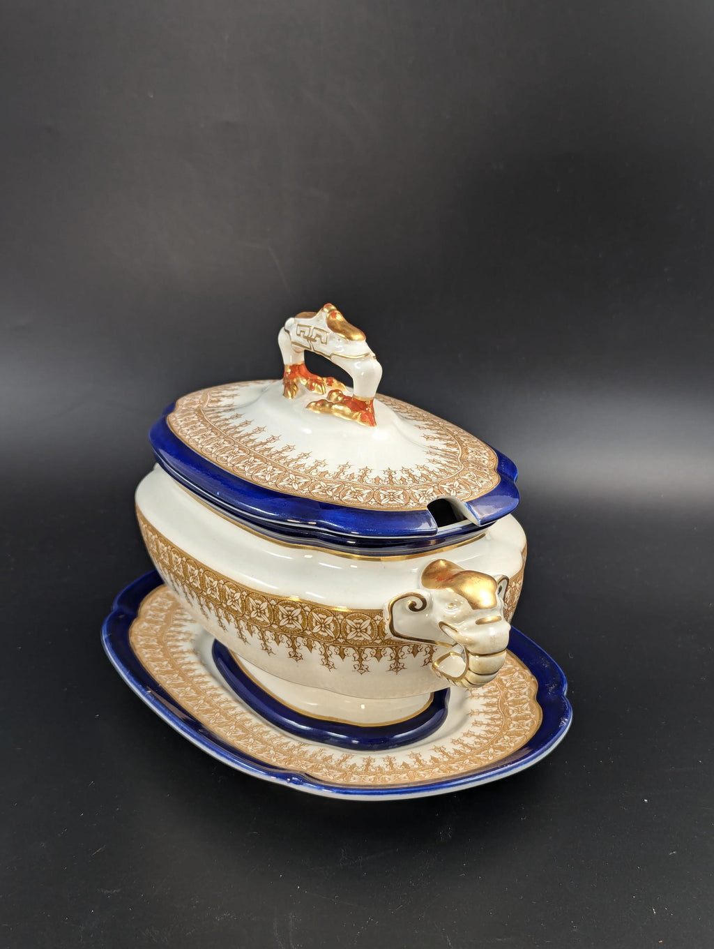 Antique Royal Worcester Vitreous gravy boat, with underplate, c. 1899.