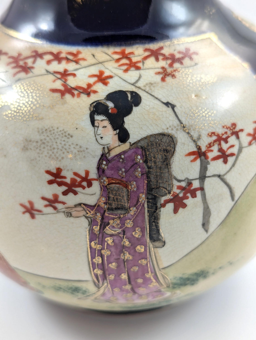 Antique Hand Painted Vase by Satsuma, Japan, Meiji period