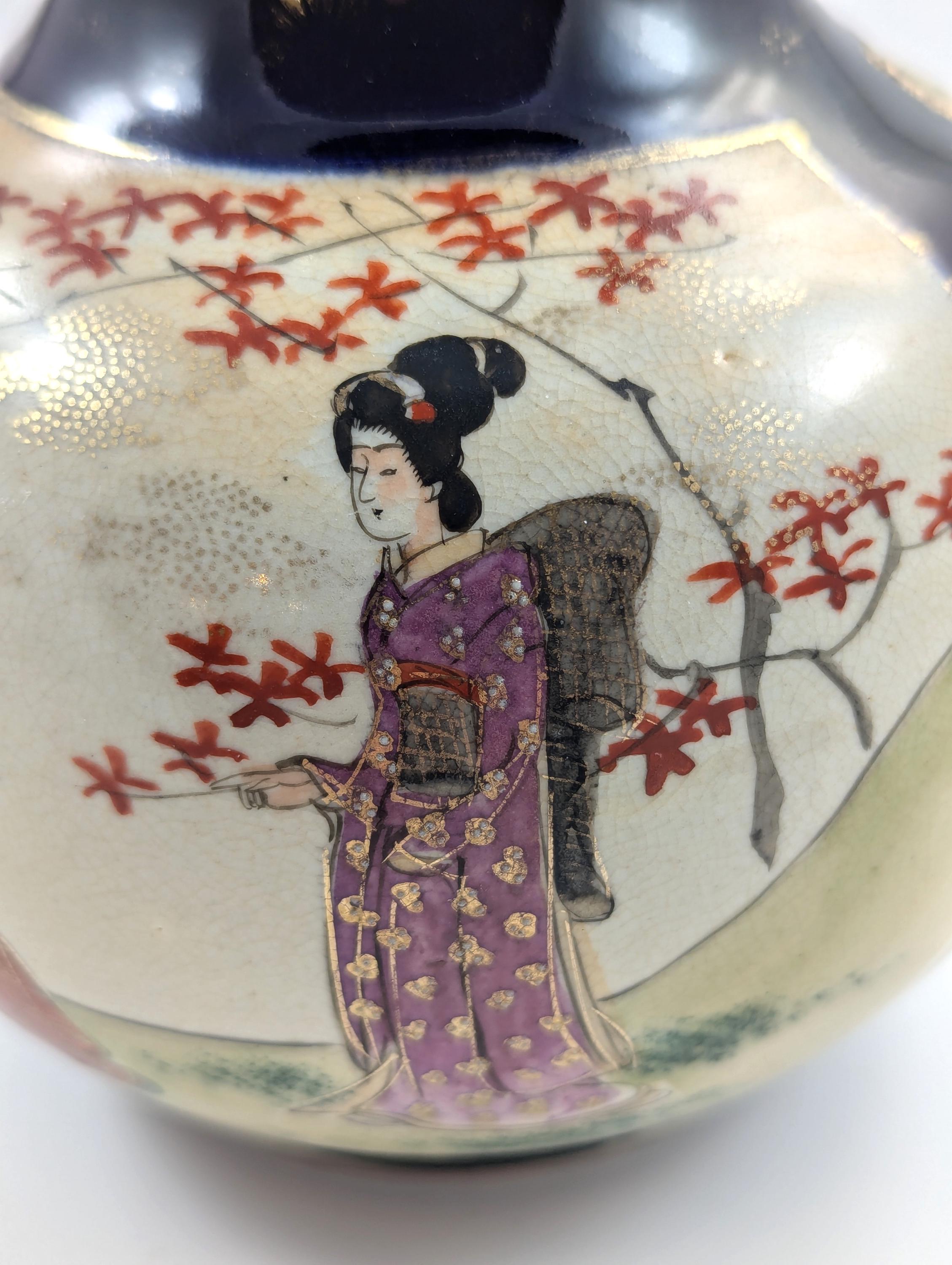 Antique Hand Painted Vase by Satsuma, Japan, Meiji period