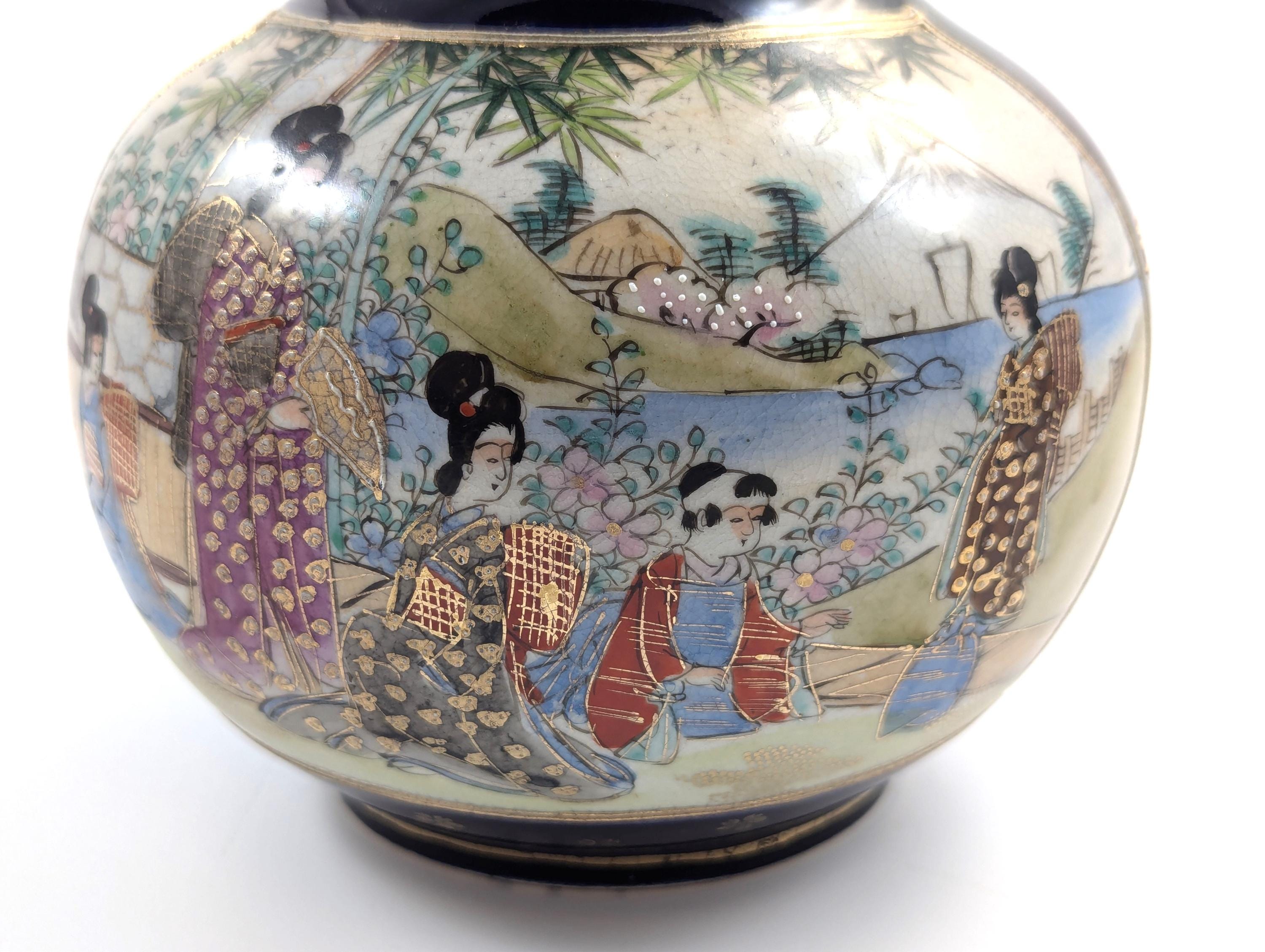 Antique Hand Painted Vase by Satsuma, Japan, Meiji period