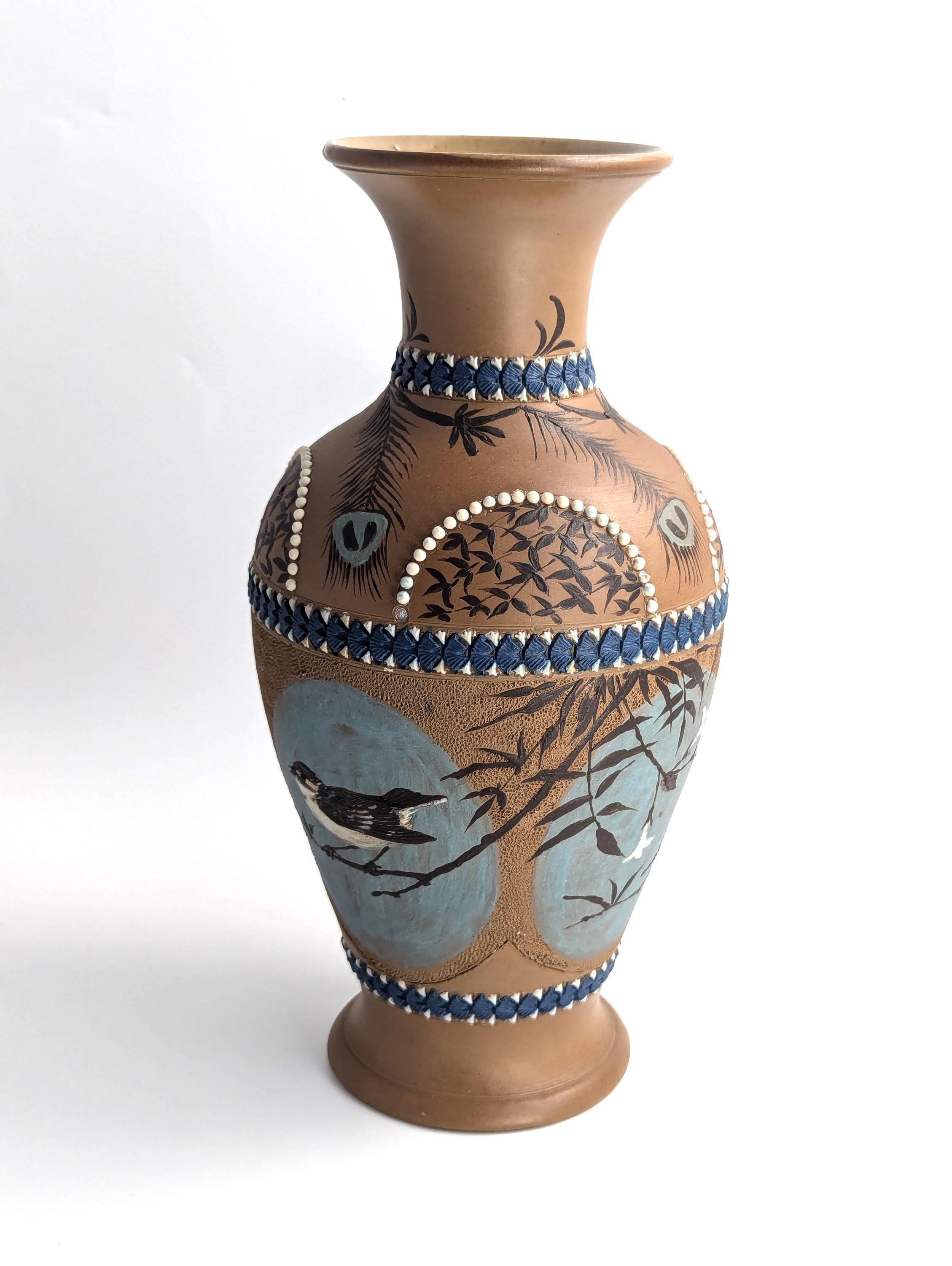 Antique Doulton Lambeth Florence Barlow vase, c. 1882